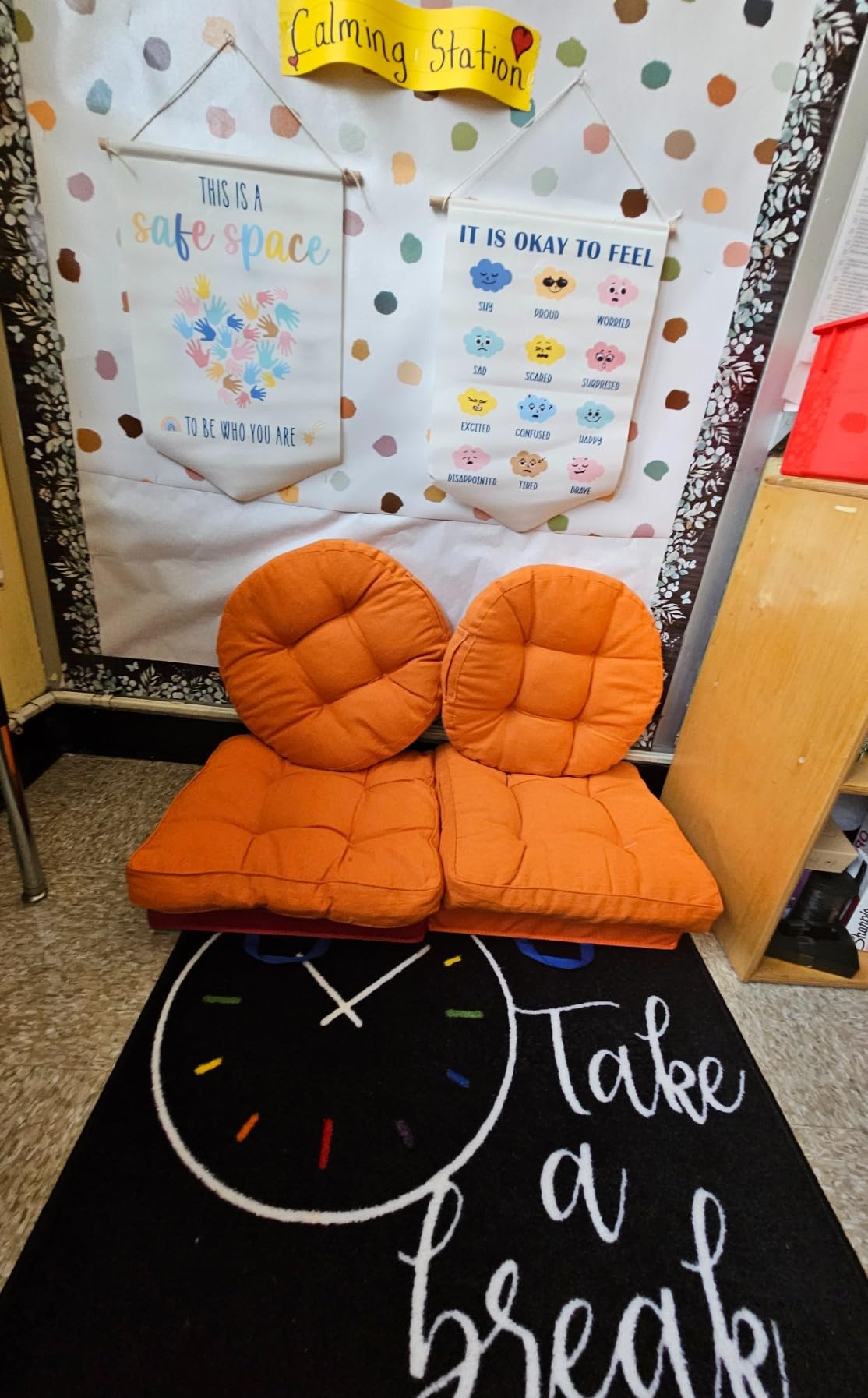 Flagship Carpets Take A Break Childrens Time Clock Classroom Entryway or Home Door Mat or Small Area Rug, 30