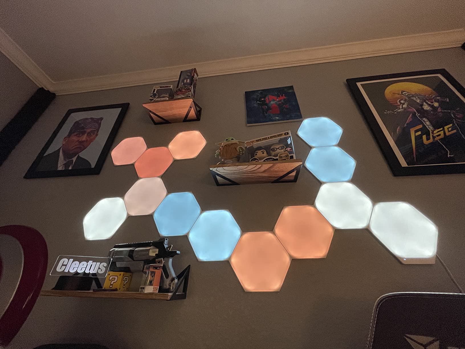 Nanoleaf Shapes Hexagon Lights, Smart RGBW LED Wall Light Panels, 7PK | Compatible with Alexa, Home Wall Decor for Living Room with Music Sync, Smarter Kit customer photo 2