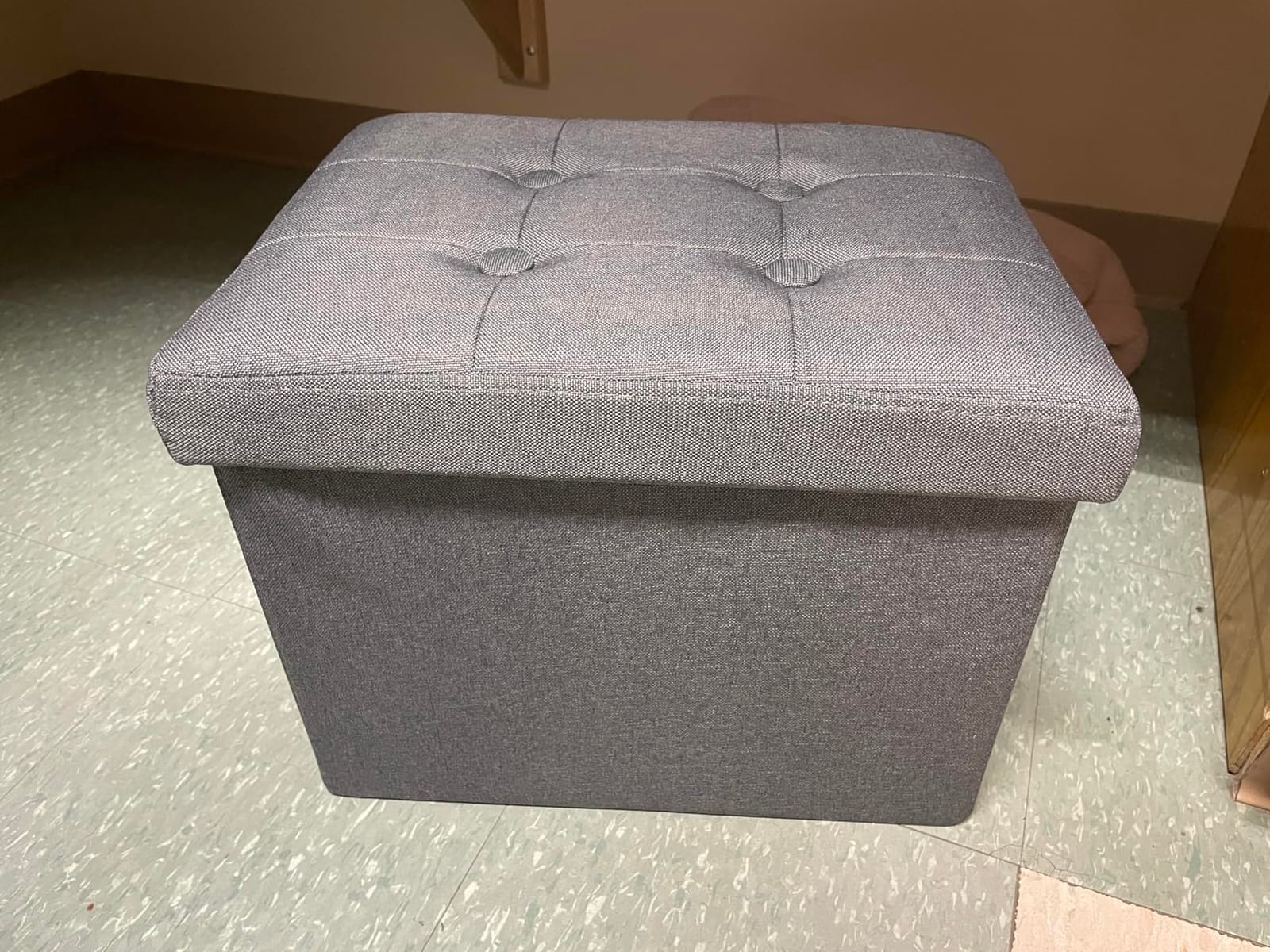 ALASDO Storage Ottoman Footrest Stool Small Ottoman with Storage Foldable Ottomans Foot Rest Footstool Bench for Living Room 17x13x13inches Grey customer photo 1