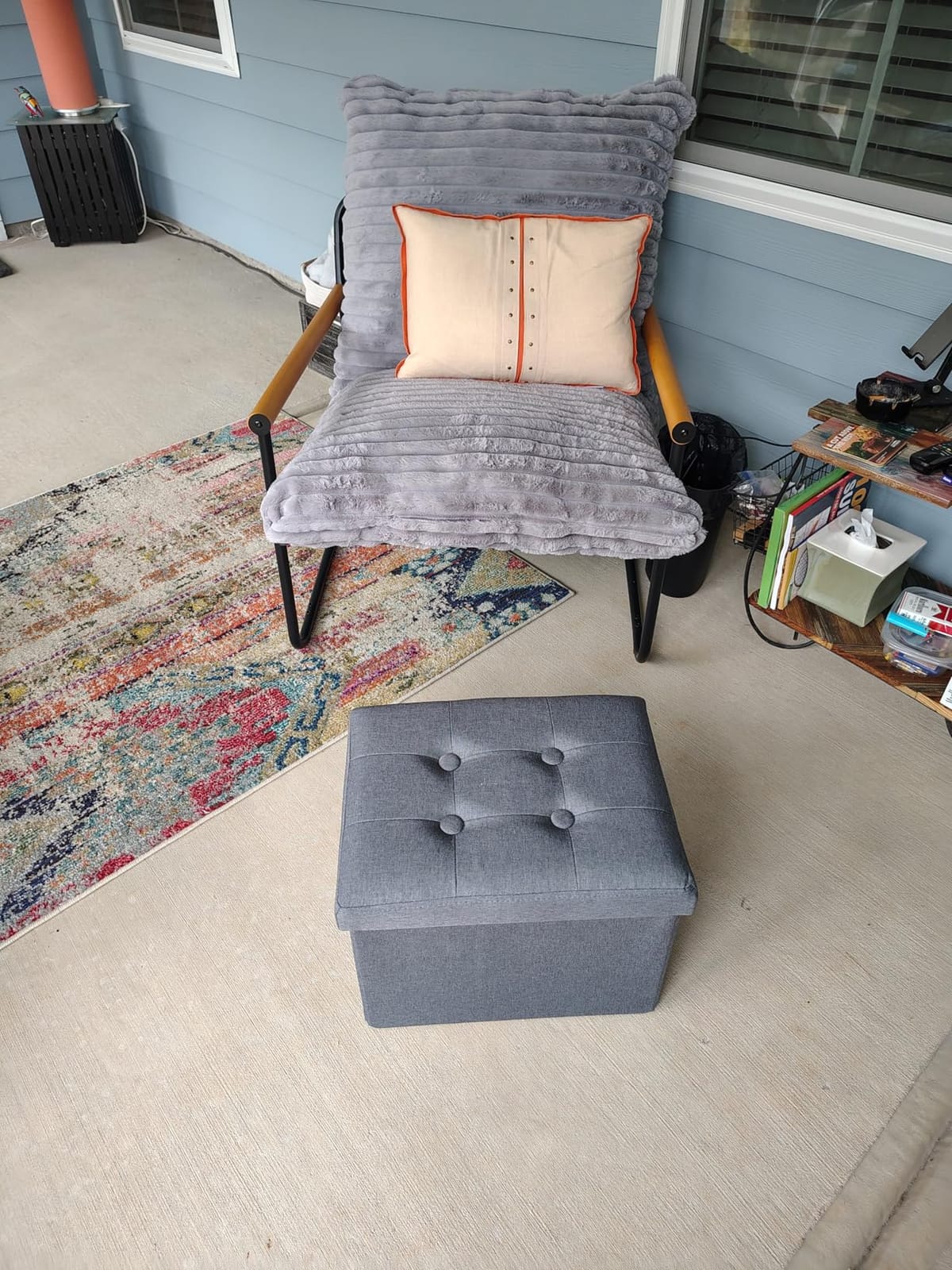 ALASDO Storage Ottoman Footrest Stool Small Ottoman with Storage Foldable Ottomans Foot Rest Footstool Bench for Living Room 17x13x13inches Grey customer photo 2