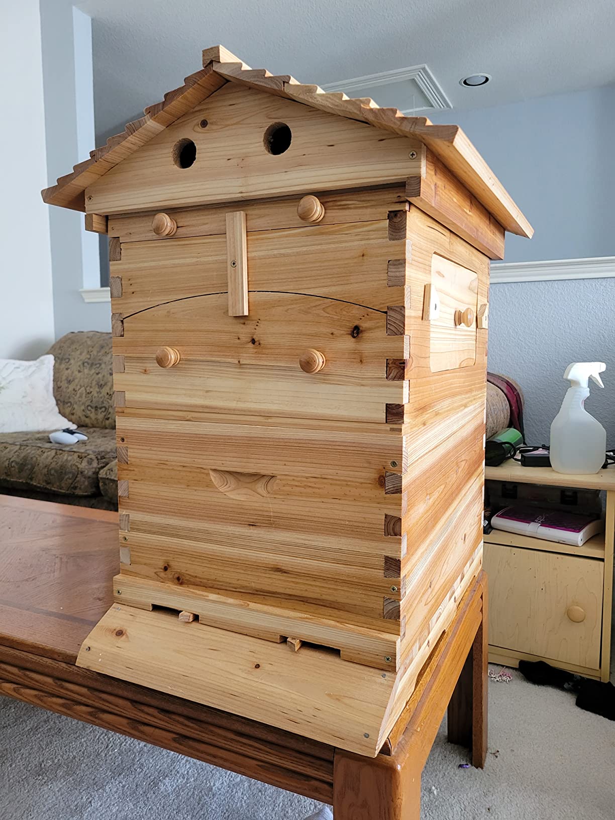 Auto Beehive Frame Comb - 7Pcs Automatic Wooden Beehive House, Auto Honey Hive Beehive Frames, Beekeeping Wooden House Beehive Boxes, Beehives and Supplies Starter Kit for Beekeepers customer photo 2