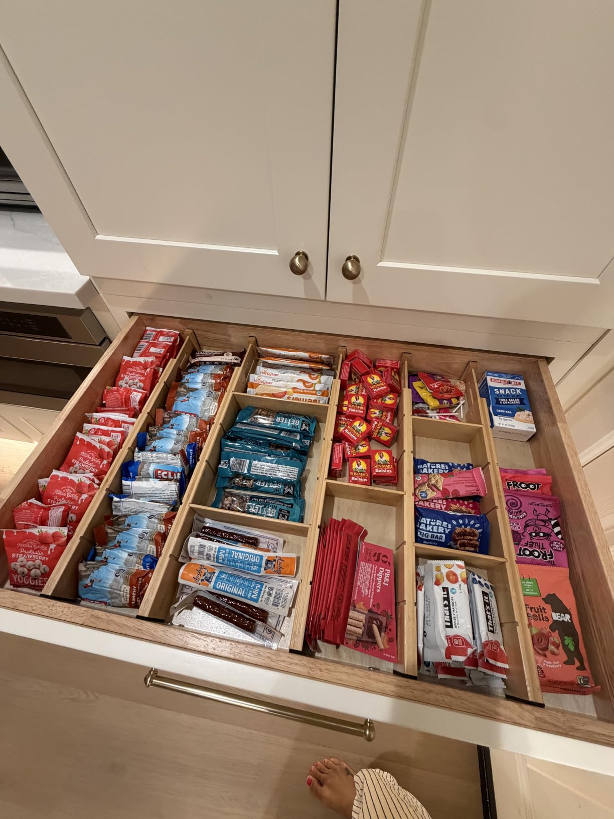 SpaceAid Bamboo Drawer Dividers with Inserts and Labels, Kitchen Adjustable Drawer Organizers, Expandable Organization for Home, Office, Dressers, 4 Dividers with 9 Inserts (17