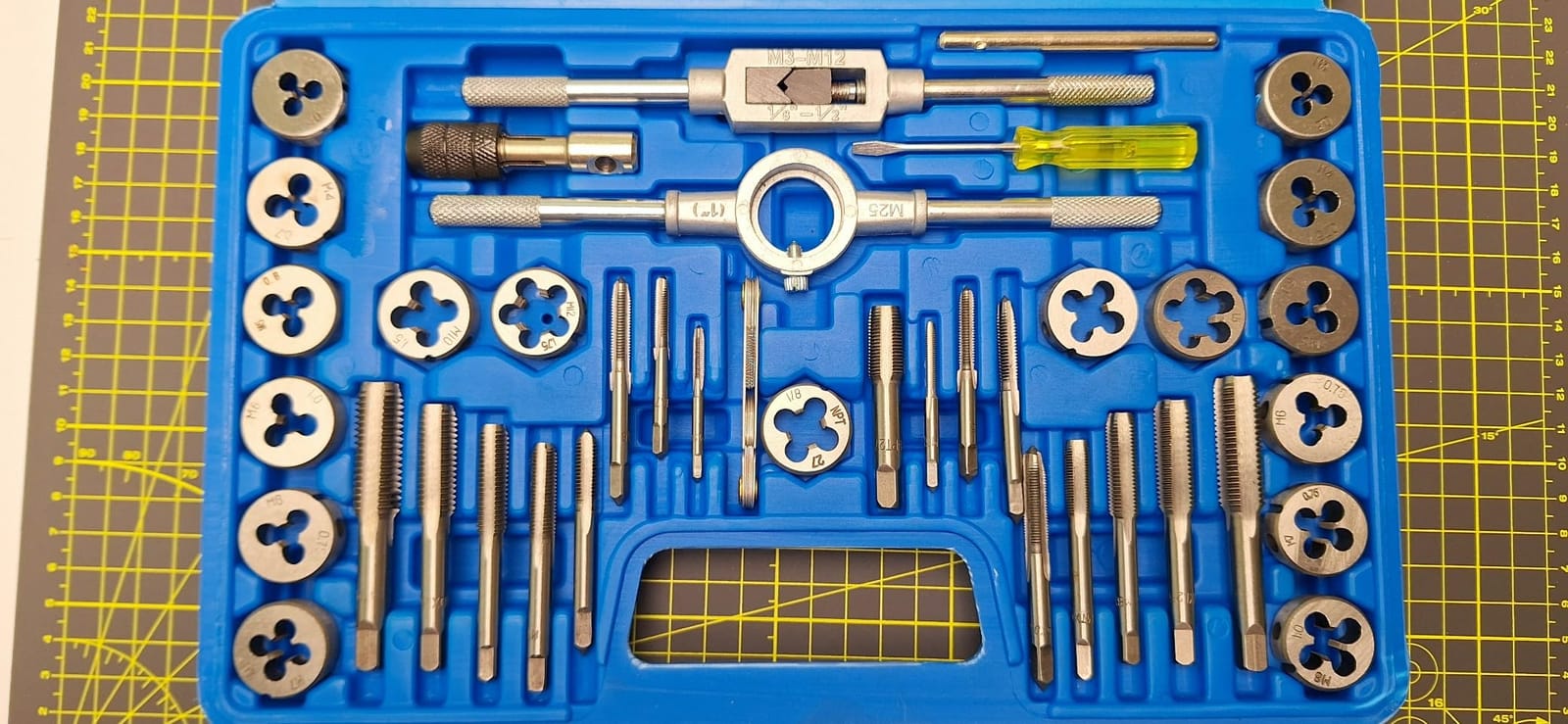 Anfrere 80pcs Tap and Die Set for Cutting External and Internal Threads | SAE & Metric Tap Die Wrench Set, Metric Standard M3 to M12 Coarse Fine Rethreading Threads Bits, NC, NF, NPT Repair Tools customer photo 1
