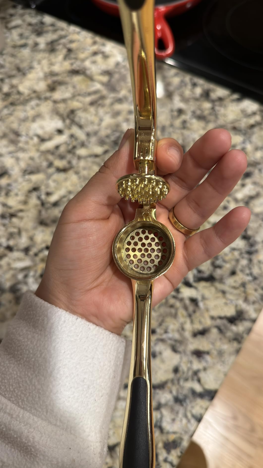 Kitessensu High Effective Garlic Press With Studs, Heavy Duty Garlic Mincer, Easy to Squeeze and Clean, Rust Proof, Ginger Crusher- Imperial Silver customer photo 1