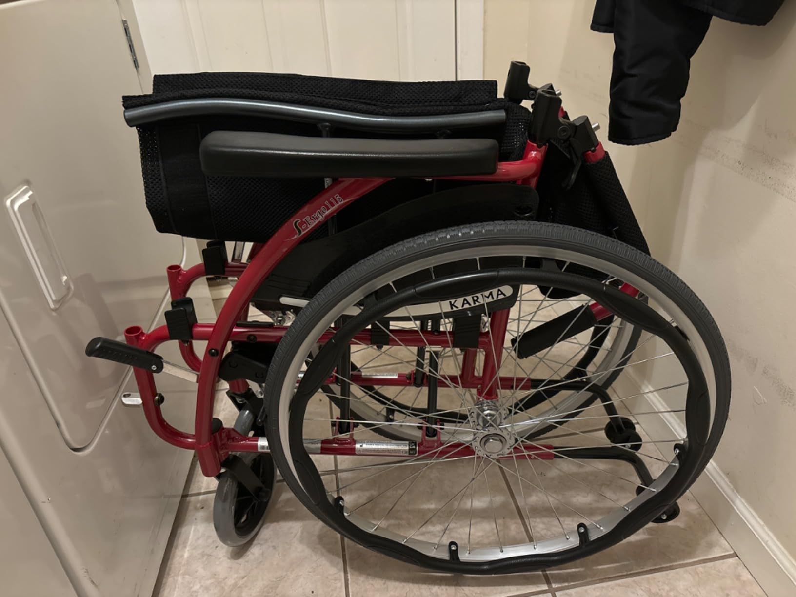 Karman S-115 25 lbs Ultra Light Ergonomic Wheelchair with Removable Footrest Red Color customer photo 1