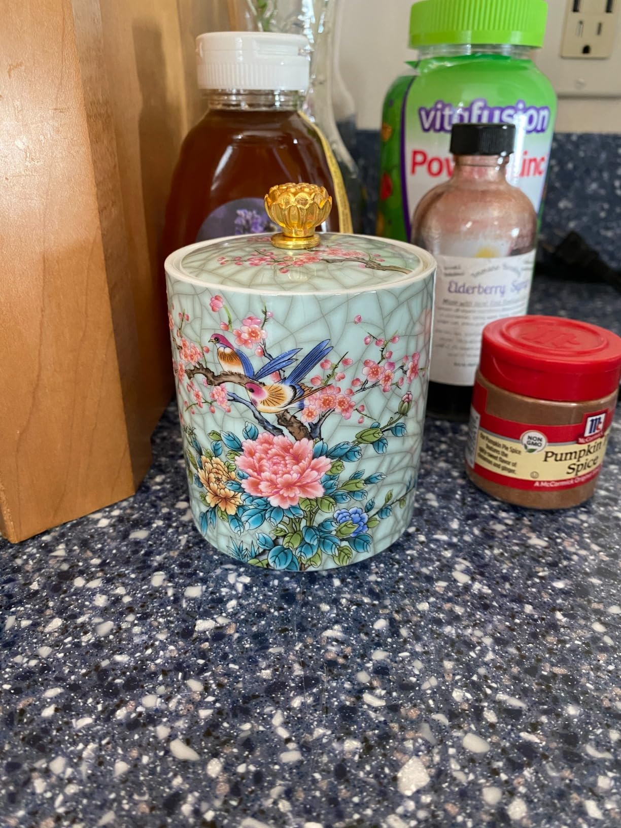 Enamel Ceramic Tea Caddy Tea Canister Tea Storage Container Tins Jar with Airtight Lid Water-proof Tank for Tea, Coffee, Herb, Sugar, Spice, Nuts customer photo 1