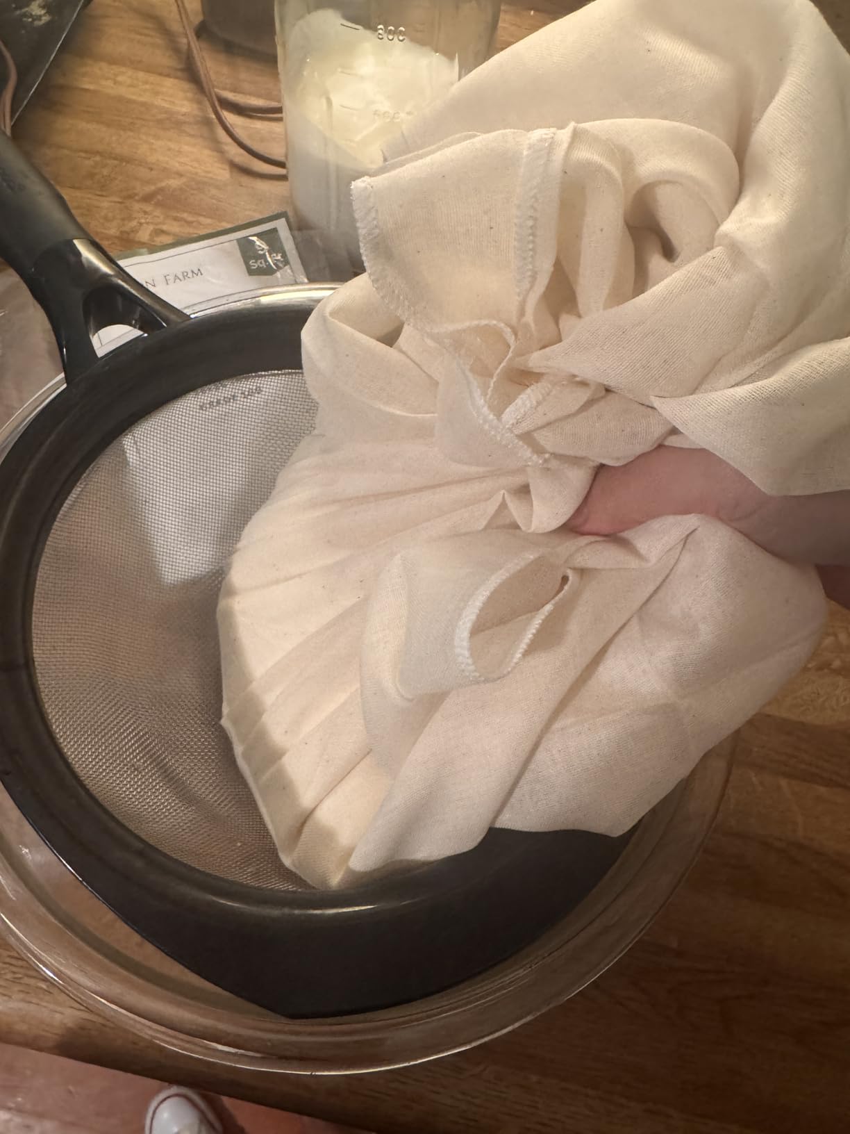 Cotton Farm Nut Milk Bag & Cheese Cloth Bag (Ultra Dense), XL 14 x 14 Inch, 100% Unbleached Cotton Cheesecloth for Precise Food Straining, Washable & Reusable customer photo 2