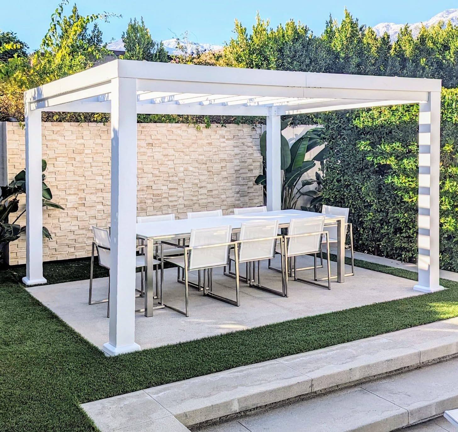 Backyard Discovery Windham 14' x 10' Modern Galvanized Steel Pergola Kit with Shade Sail Canopy, All-Season Durability, PowerPort, High-Wind Rating for Outdoor Patio, Garden, Deck, Entertaining customer photo 1