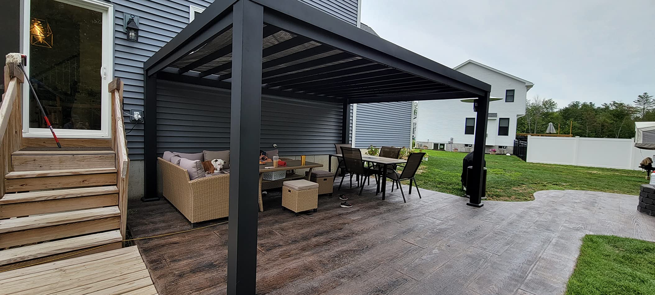 Backyard Discovery Windham 14' x 10' Modern Galvanized Steel Pergola Kit with Shade Sail Canopy, All-Season Durability, PowerPort, High-Wind Rating for Outdoor Patio, Garden, Deck, Entertaining customer photo 2