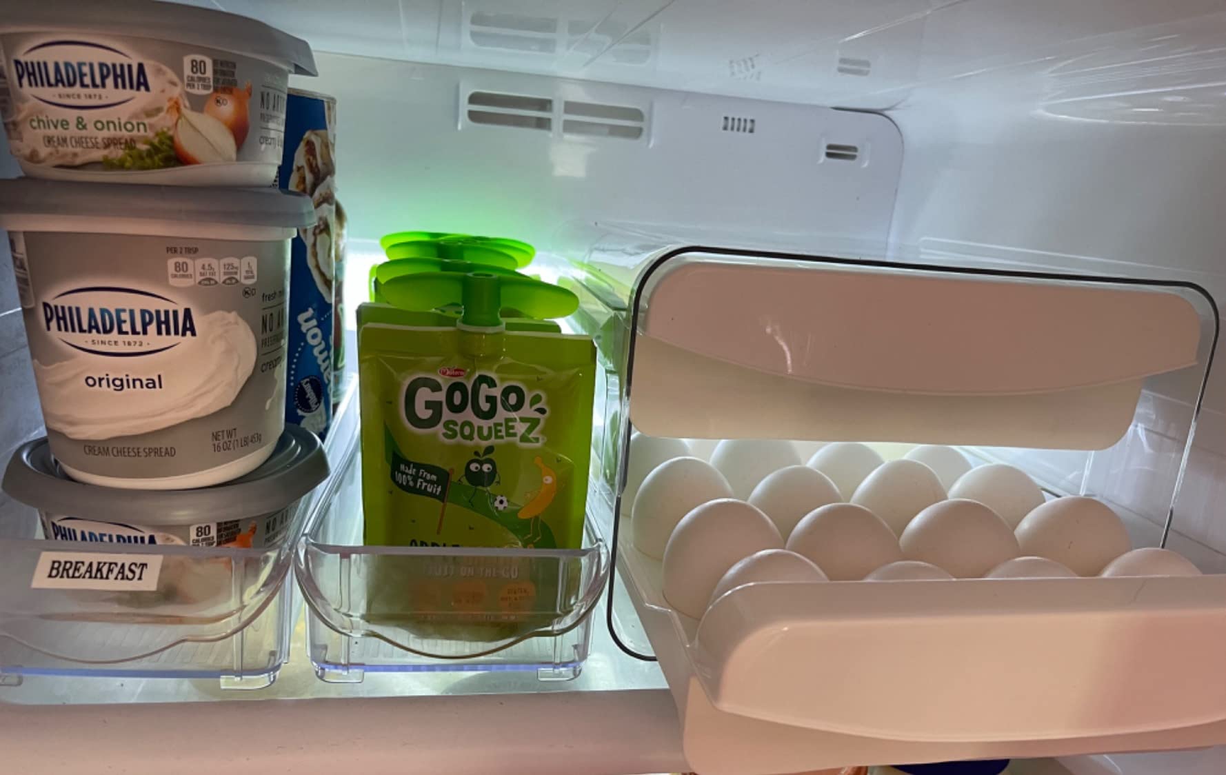 HOMQUEN Egg Holder, Clear Plastic - 2 Layer/40 Grid Egg Tray & Fresh Storage Box for Fridge customer photo 1