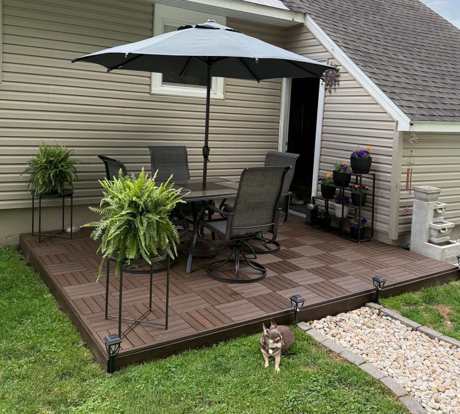 NewTechWood UltraShield Naturale 1 ft. x 1 ft. Composite Deck Tiles | Quick Deck interlocking design includes 10 pieces per box with 10 sq. ft. coverage of flooring space customer photo 1