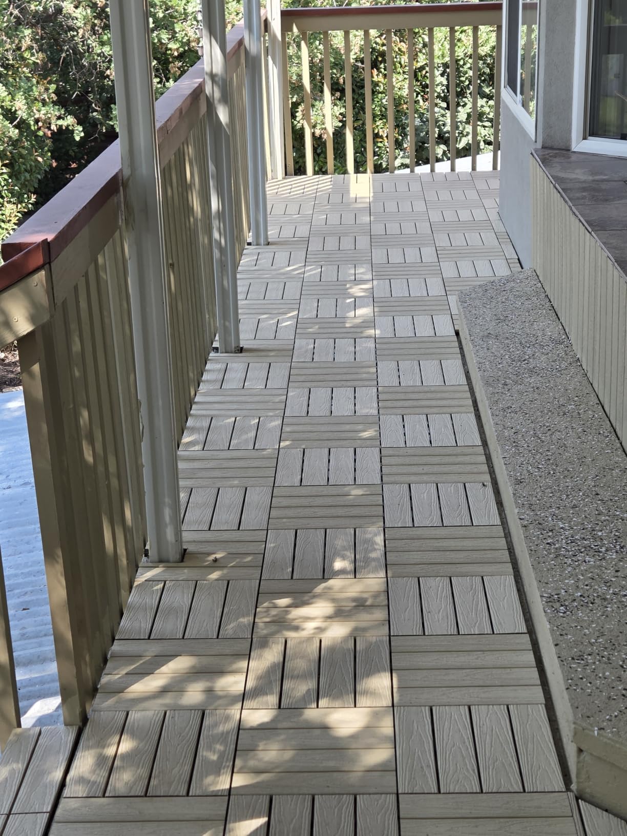 NewTechWood UltraShield Naturale 1 ft. x 1 ft. Composite Deck Tiles | Quick Deck interlocking design includes 10 pieces per box with 10 sq. ft. coverage of flooring space customer photo 2