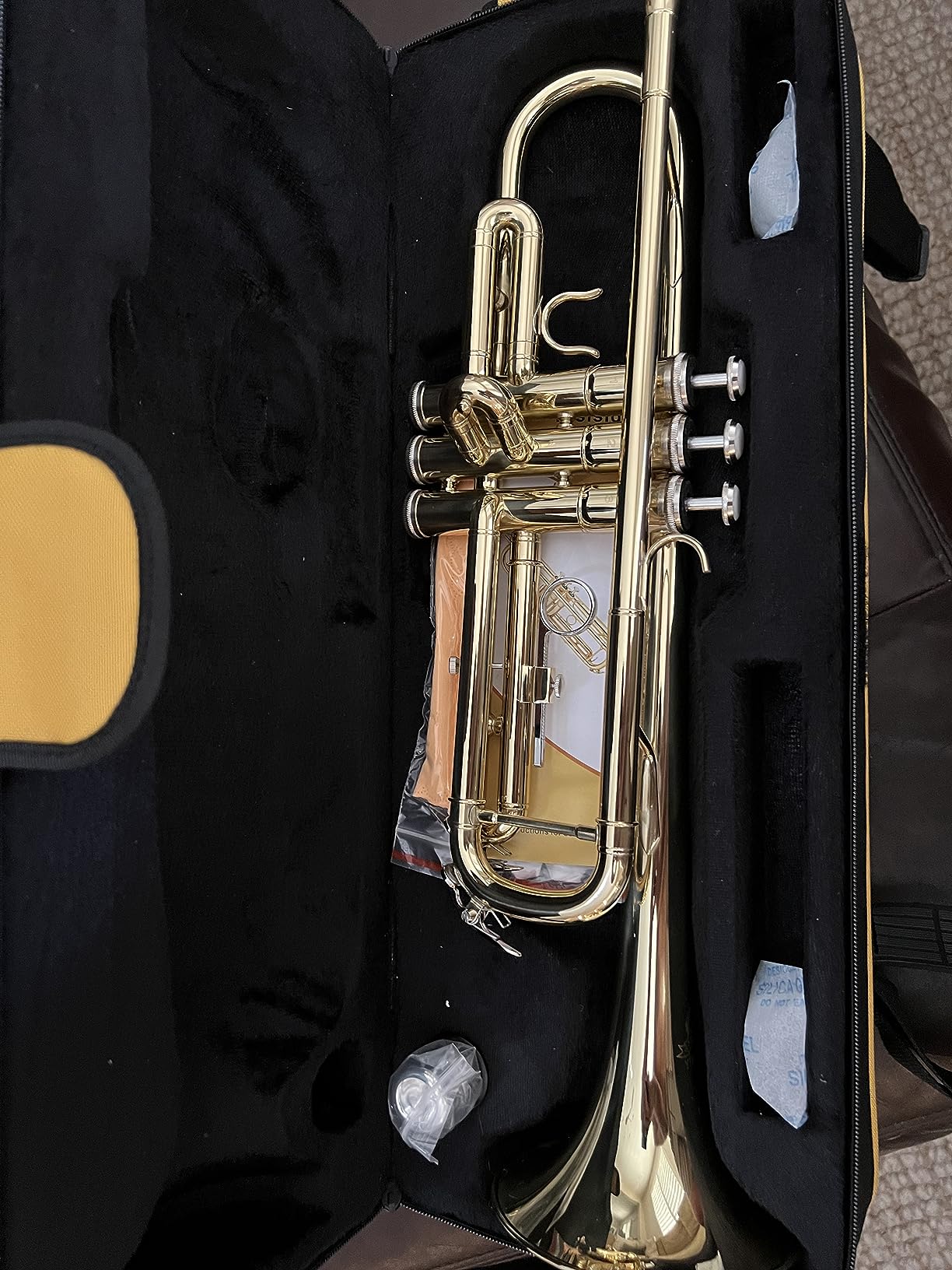 Trumpet Instrument, Band & Orchestra Musical Instruments for Beginners, With trumpets case, Mouthpiece, Cloth and Gloves (Golden) customer photo 2