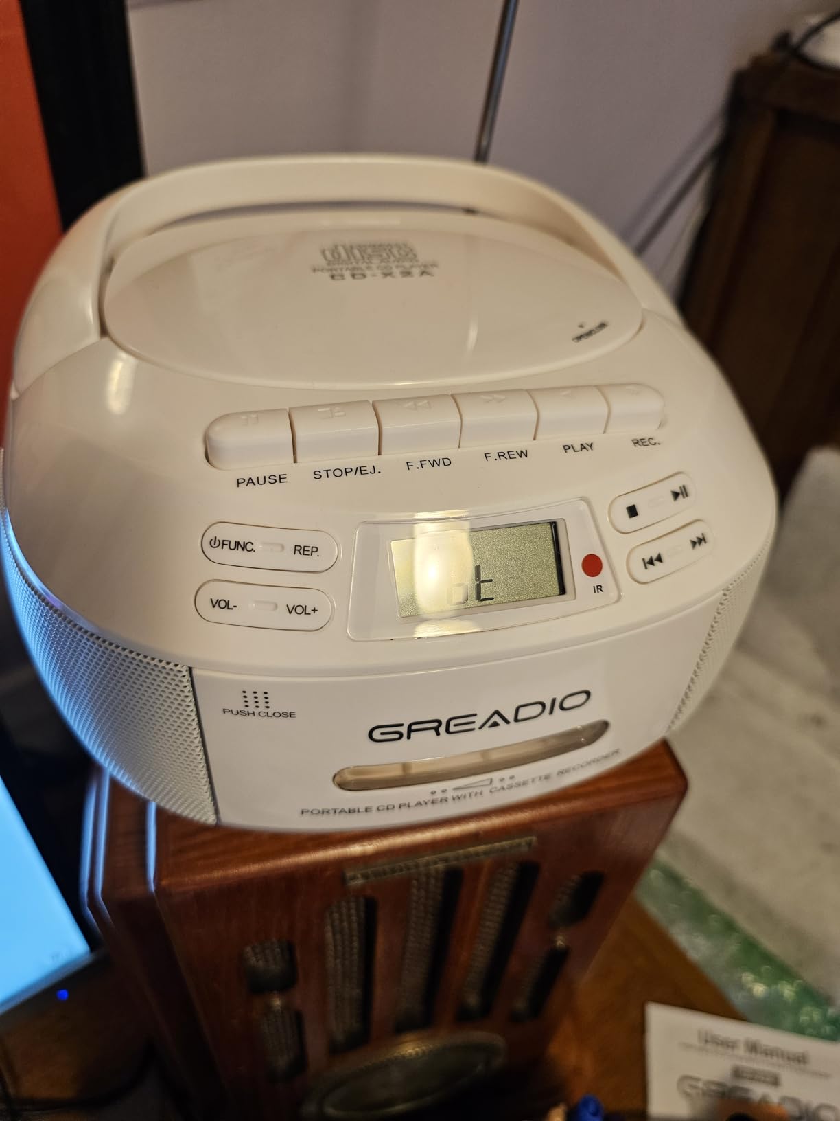 Greadio CD Player Boombox Cassette Player Combo with Bluetooth, AM/FM Radio, Cd and Cassette Player for Home, Remote Control, AUX/USB/Tape Recording customer photo 2