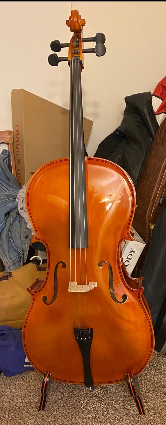 Ktaxon Full-Size Cello, Beginner Cello 4/4, Acoustic Cello Kit | Full Equipment with Portable Bag, Bow, Bridge and Rosin for Beginners | Adults & Kids String Musical (Black) customer photo 1