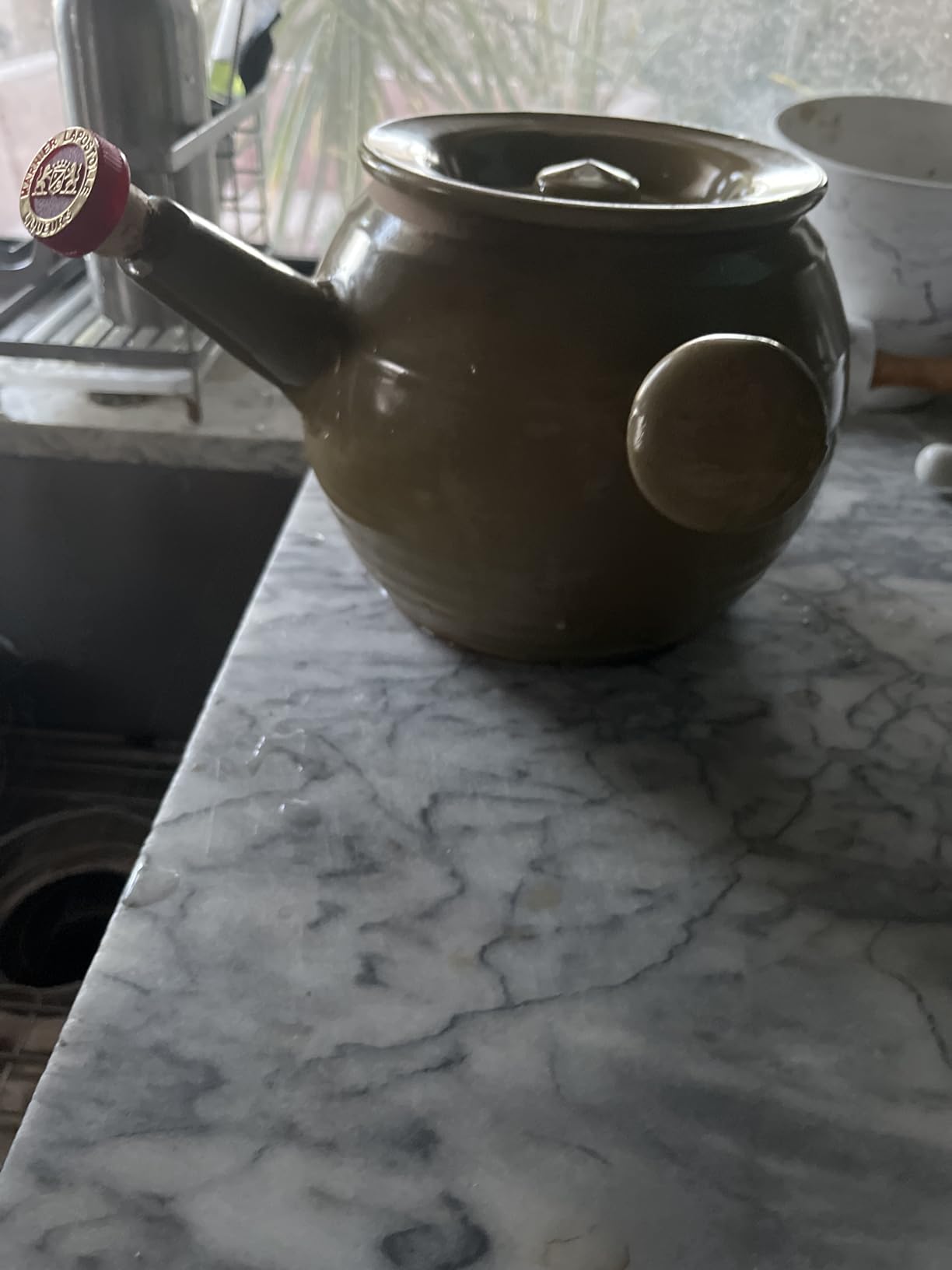 Casserole Clay Pot with Spout Ceramic Olive Glazed Jar, 2qt Slow Simmer customer photo 2