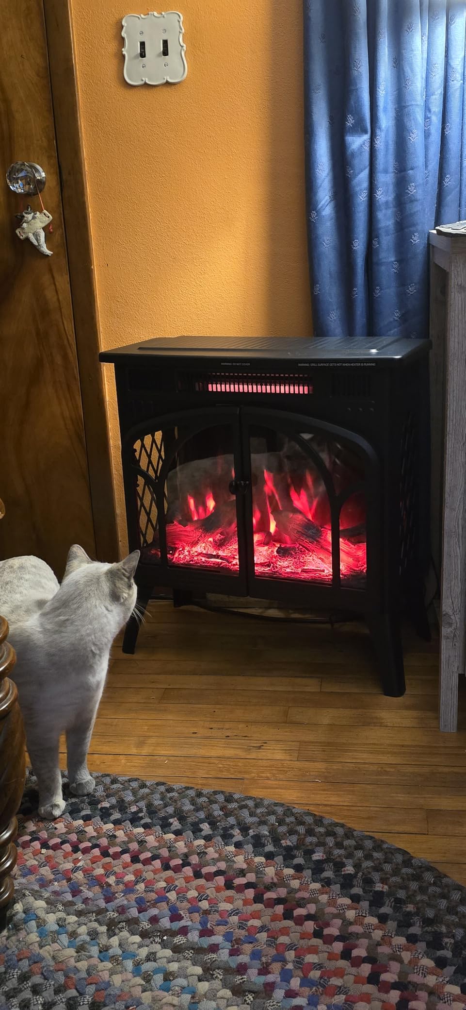 Electactic 24Inch Electric Fireplace Stove, Free-Standing Infrared Fireplace Stove, Controllable 3D Flame, 4 Variable Flame&Log Colors, 1500w, 5100BTU, Black (S230B-BLACK), 23.5