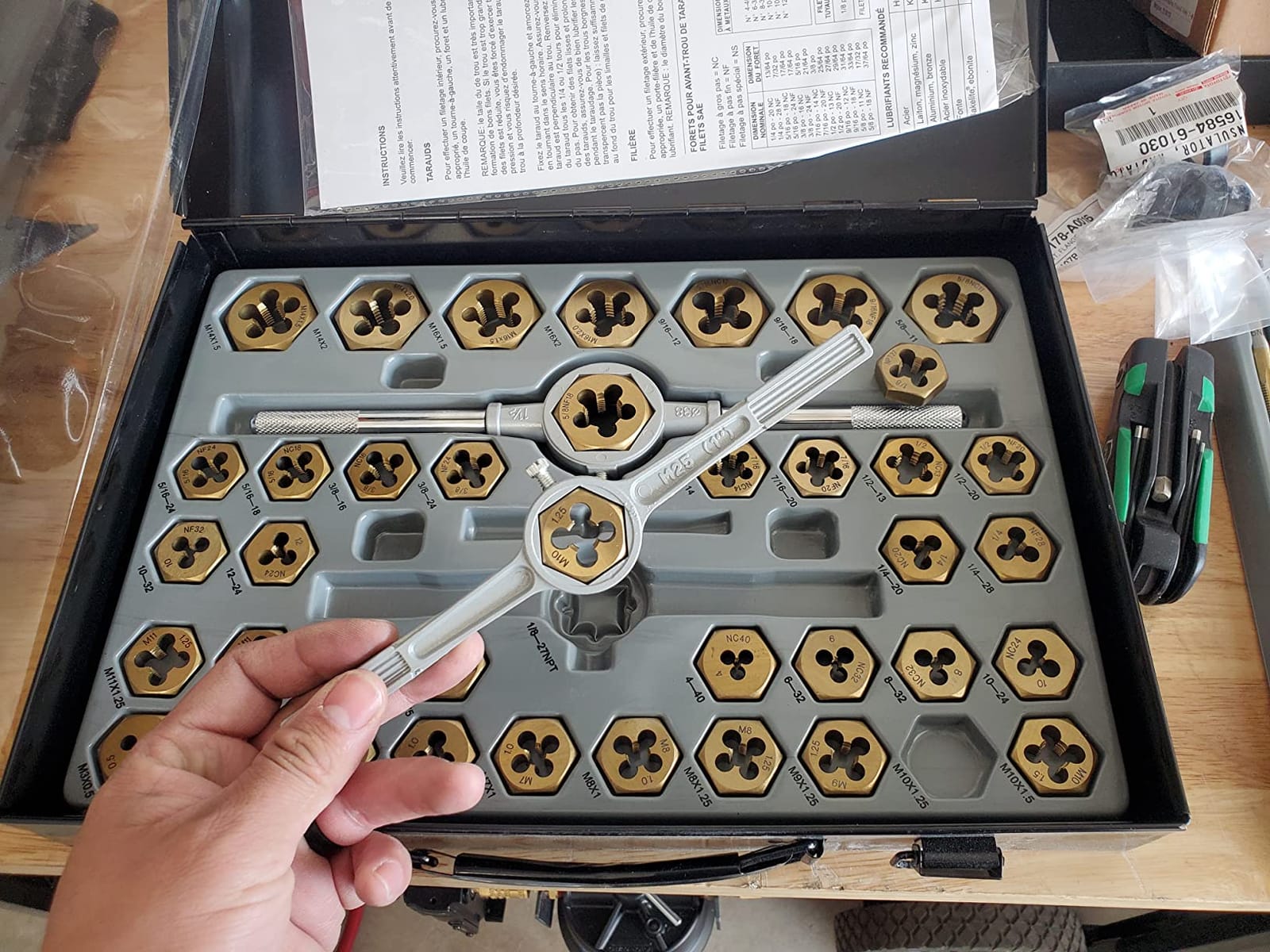86-Piece Master Tap and Hex Die Set, Premium Titanium Coating | SAE Size #4 to 5/8