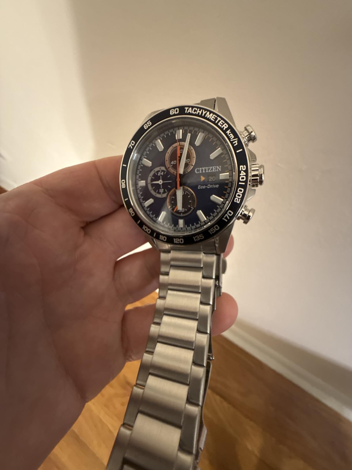 Citizen Men's Sport Casual Brycen Eco-Drive Chronograph Stainless Steel Watch, 12/24 Hour Time, Date, Tachymeter, 100 Meters Water Resistant, Spherical Mineral Crystal, Weekender customer photo 1