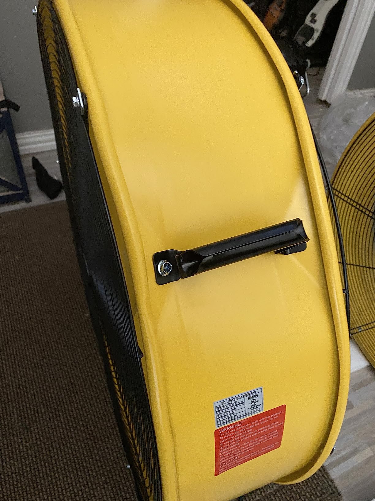 HiCFM 13000 CFM 30 inch Heavy Duty High Velocity Barrel Floor Drum Fan, Powerful 1/3HP Motor, 9ft Cord, 5in Solid Wheels for Workshop, Garage, Commercial or Industrial rooms - UL Safety Listed customer photo 2