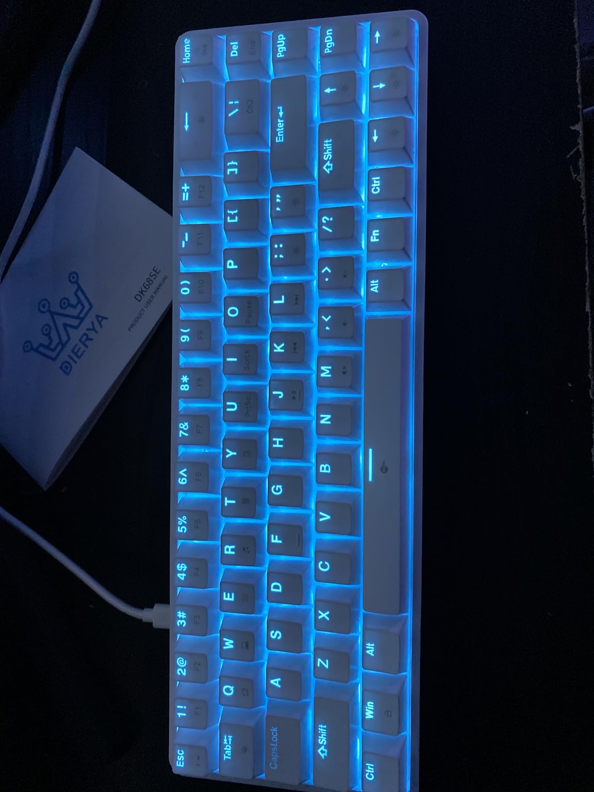 DIERYA T68SE 60% Gaming Mechanical Keyboard, Ultra Compact Mini 68 Key with Red Switches Wired Keyboard, Anti-Ghosting Keys, for Windows Laptops and PC Gamers, White customer photo 2