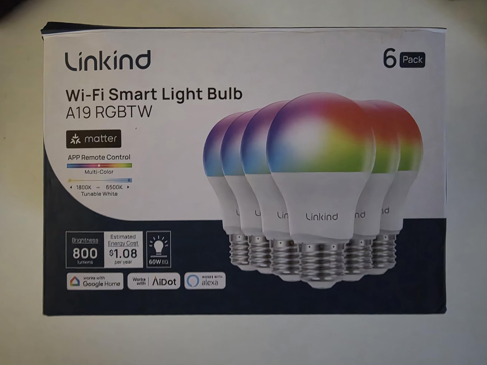 Linkind Matter Smart Light Bulbs, A19 E26 60W 800LM, 6 Pack customer photo 2