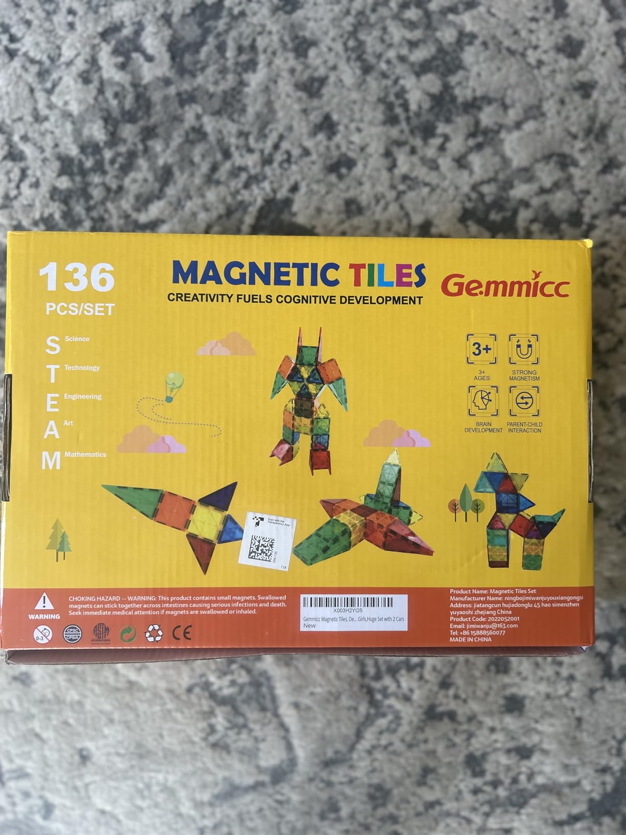 Gemmicc Magnetic Tiles, Deluxe 136 PCS Building Blocks Magnet Toys for Kids,3D Magnet Puzzles Stacking Blocks for Boys Girls,Huge Set with 2 Cars customer photo 2