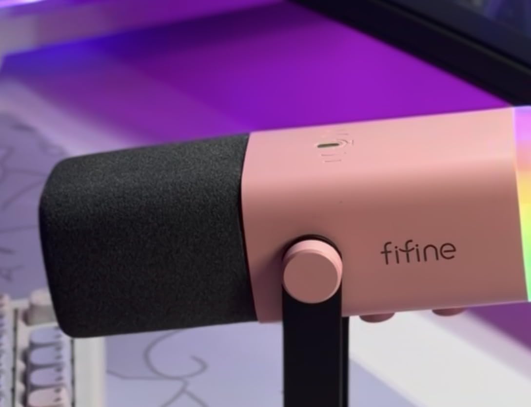FIFINE AmpliGame AM8 USB/XLR Dynamic Microphone for Gaming Streaming | Podcast Mic with RGB Light, Mute Button, Headphones Jack, Desktop Stand, for Vocal Recording Singing YouTube customer photo 1
