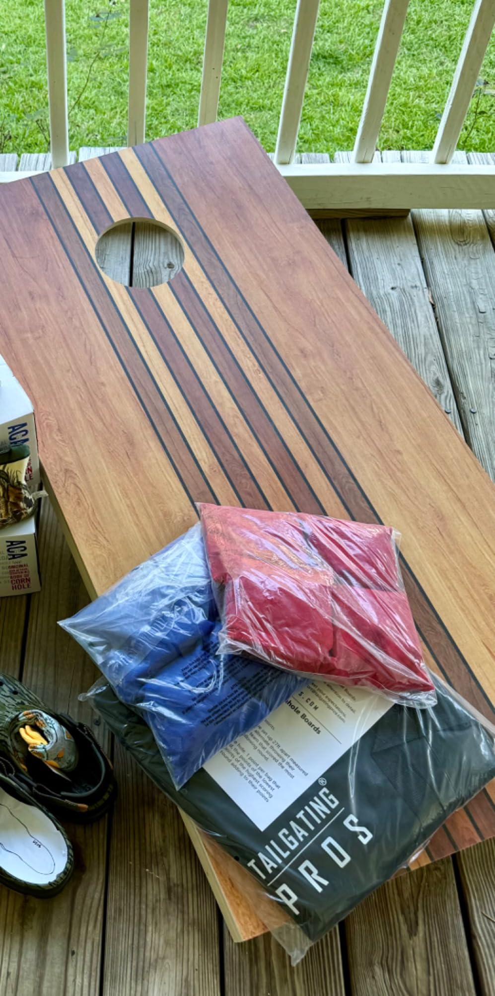 Tailgating Pros Cornhole Boards 4x2 Official Regulation Size - Wooden Design Cornhole Game Set with 8 Bean Bags, Carrying Case & Tote - Outdoor Tailgate Yard Game customer photo 2