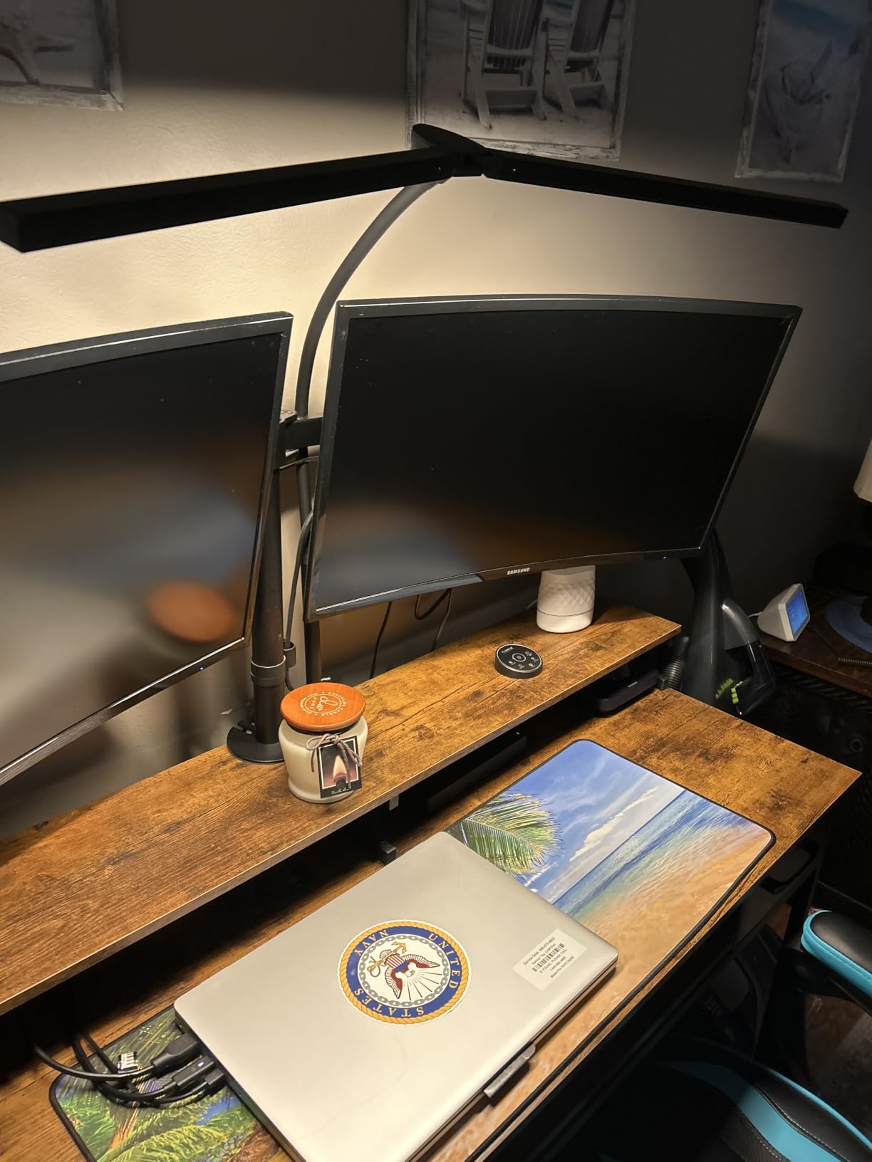 Pzloz Led Desk Lamp for Office Home - Eye Caring Architect lamp with Clamp,Dual Screen Computer Monitor Work Smart Light: 24W 5 Color Flexible Adjustable Lighting Table Lamp for Study Drafting customer photo 2