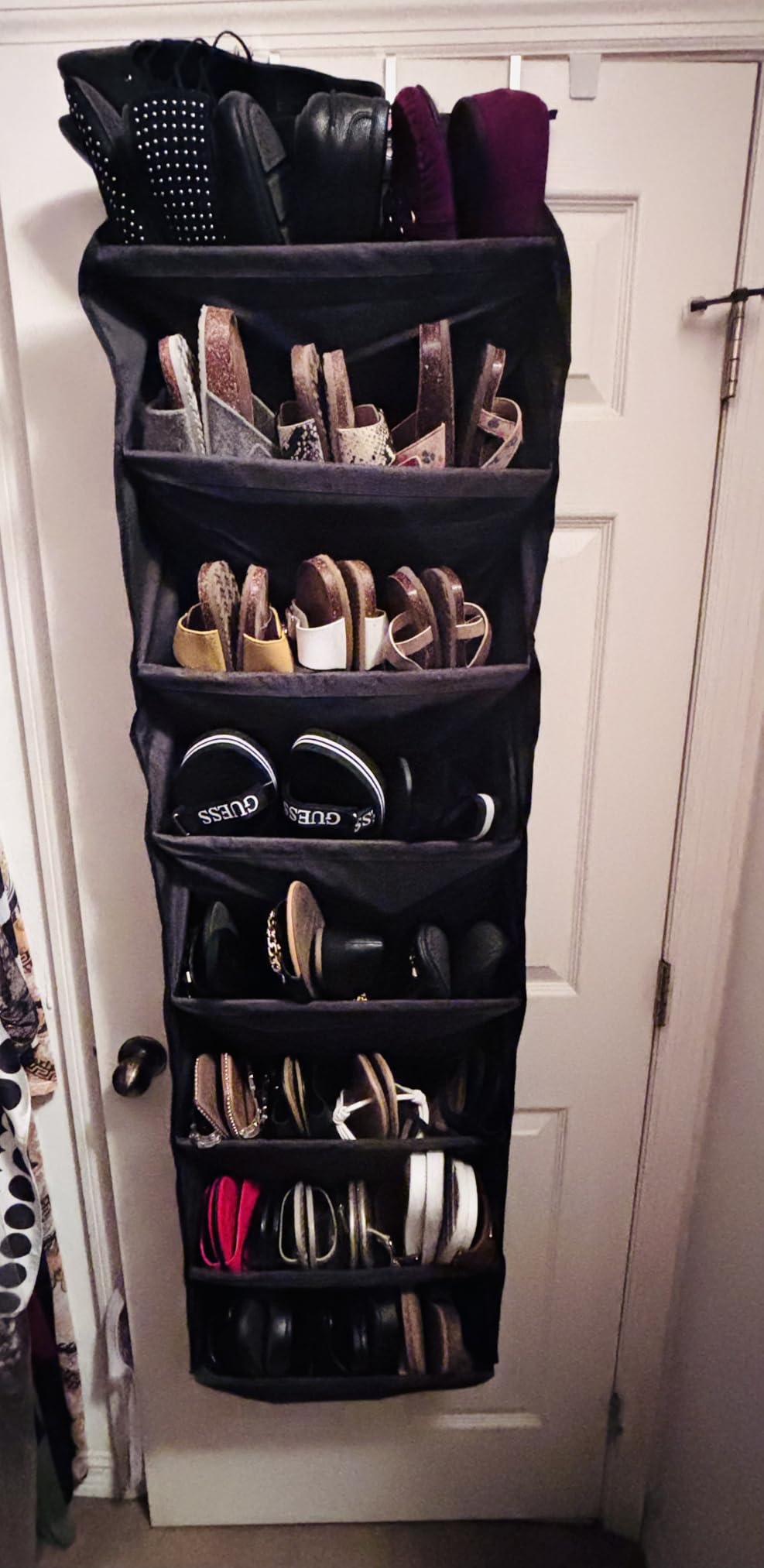 SLEEPING LAMB Over The Door Shoe Organizer for Closet with Large Deep Pockets, Narrow Shoe Rack for Door Hanging Boots Storage, Black customer photo 1