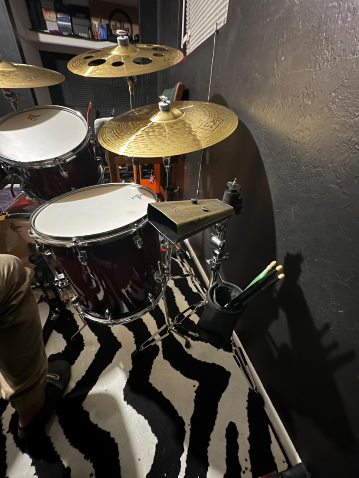 Cymbal Stand with Drum Sticks Holder, Adjust high Boom and Straight Combo,Double Braced Legs with Rubber Feet Ride and Crash cymbal stands customer photo 1