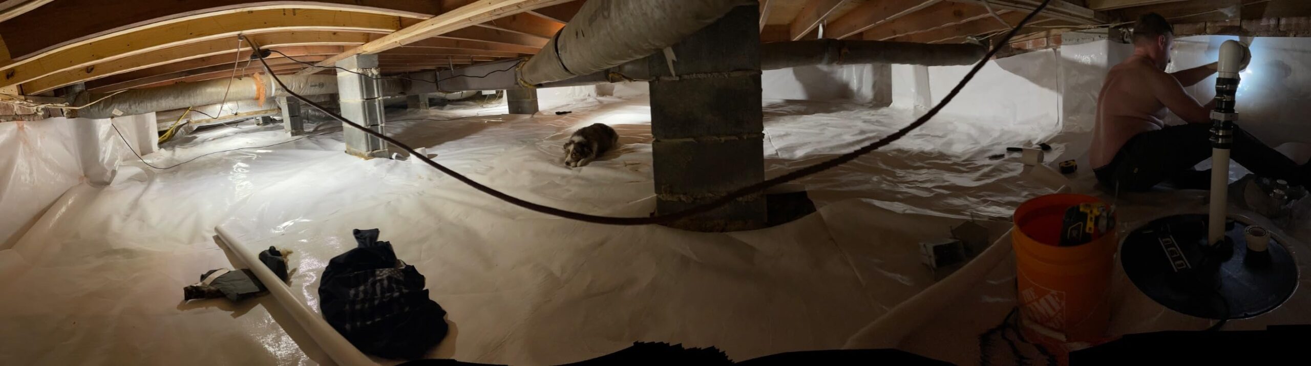 Whitecap - Woven Vapor Barrier - 20 Mil (12' x 100'), Thick Plastic sheeting, Drop Cloth Moisture Barrier Covering for Crawl Space Encapsulation, Life-Time Warranty customer photo 2