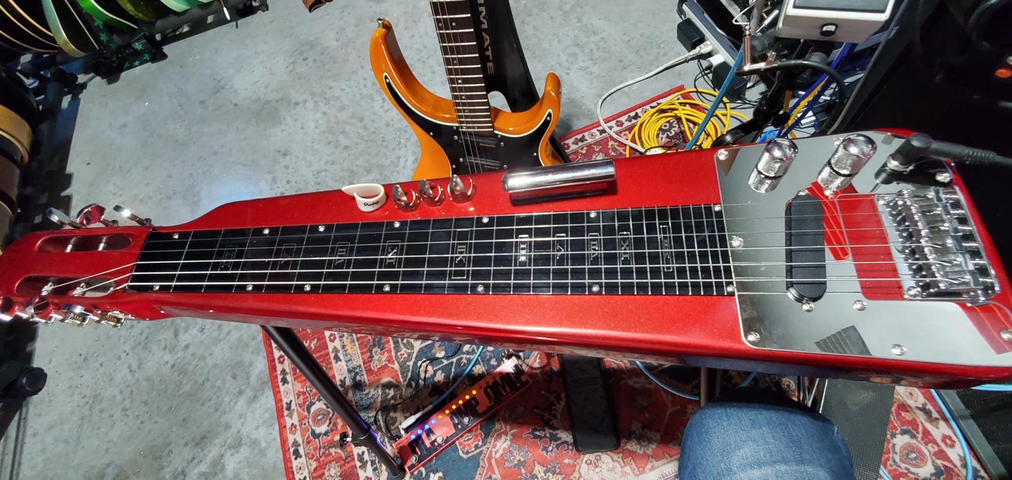 TARIO Lap Steel Guitar 6 String Slotted Head Stock Electric Slide Guitars With Gig bag (Red) customer photo 2