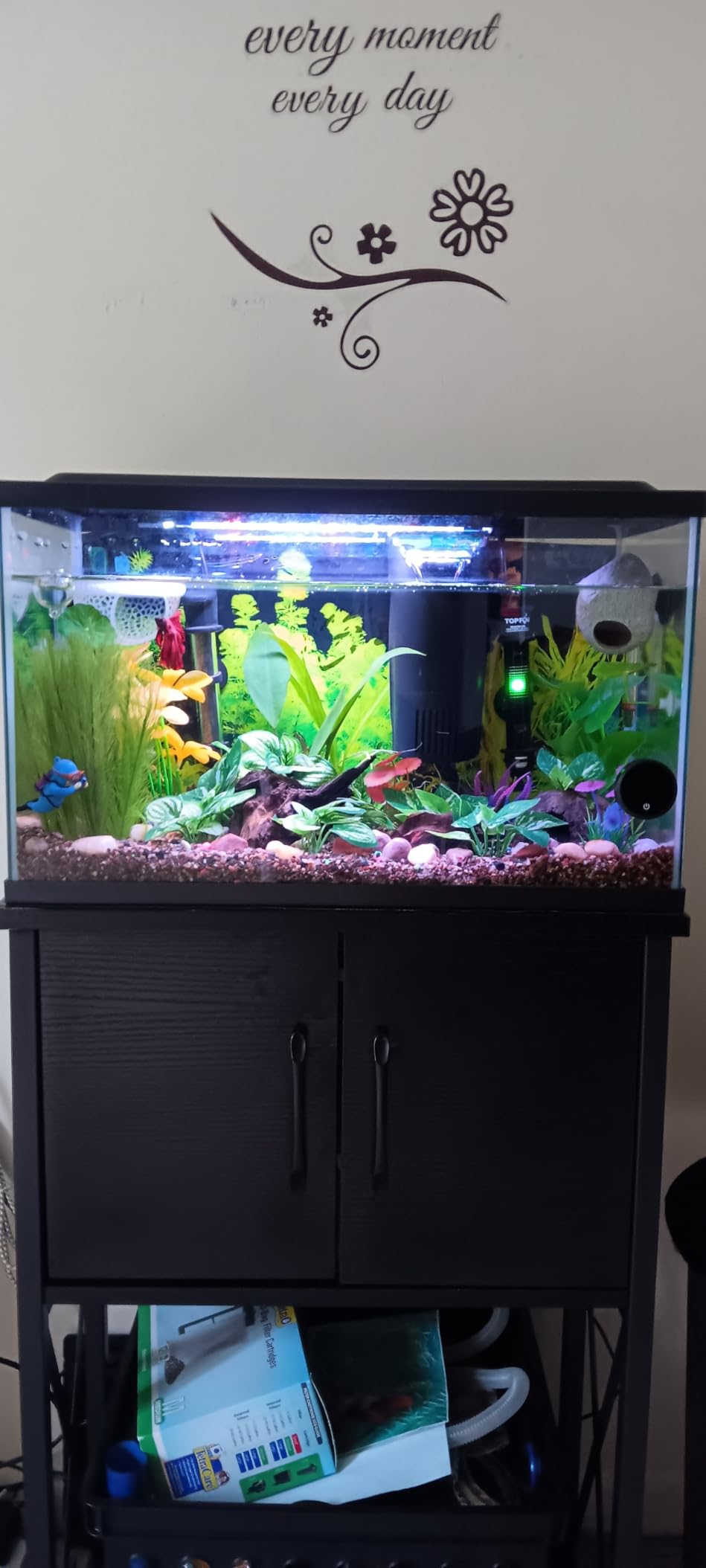 Herture 20-29 Gallon Aquarium Stand Metal Frame Fish Tank Stand with Cabinet Storage, for 20 Gallon Long Aquarium, 30.7