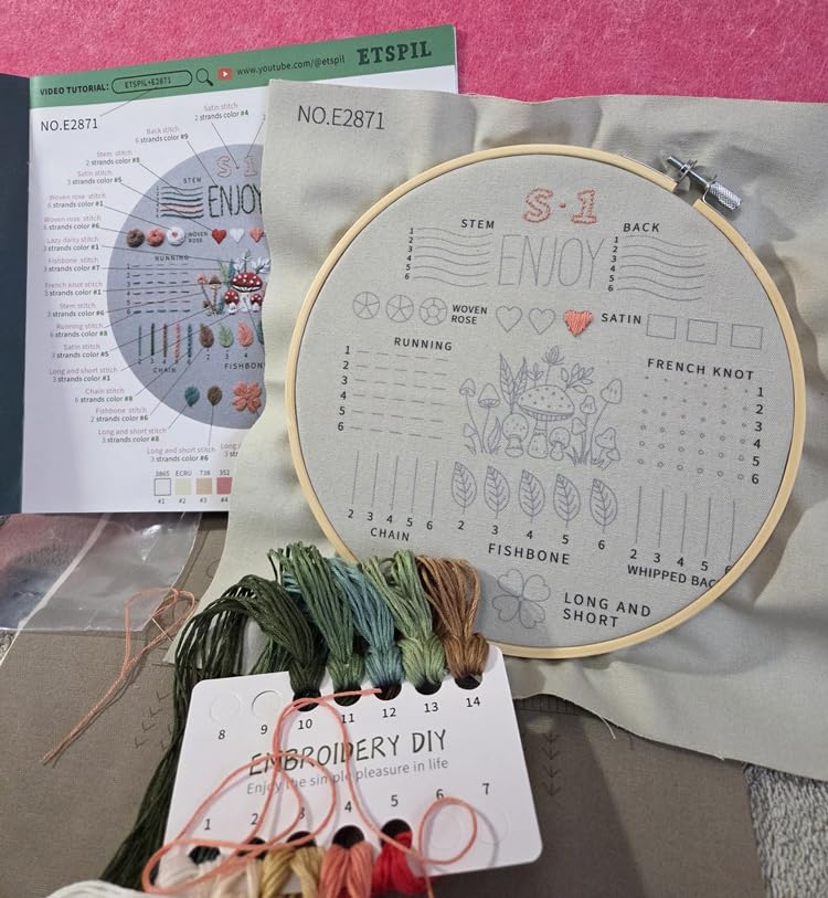 ETSPIL Embroidery Kit for Beginners, 4K Step-by-Step Video, Adults, Gift | 33 Stitches, No-Wash Pre-Printed Pattern, Magnetic Needle Minder, Bound Guide & Storage Tube - Calming Craft for Women customer photo 2