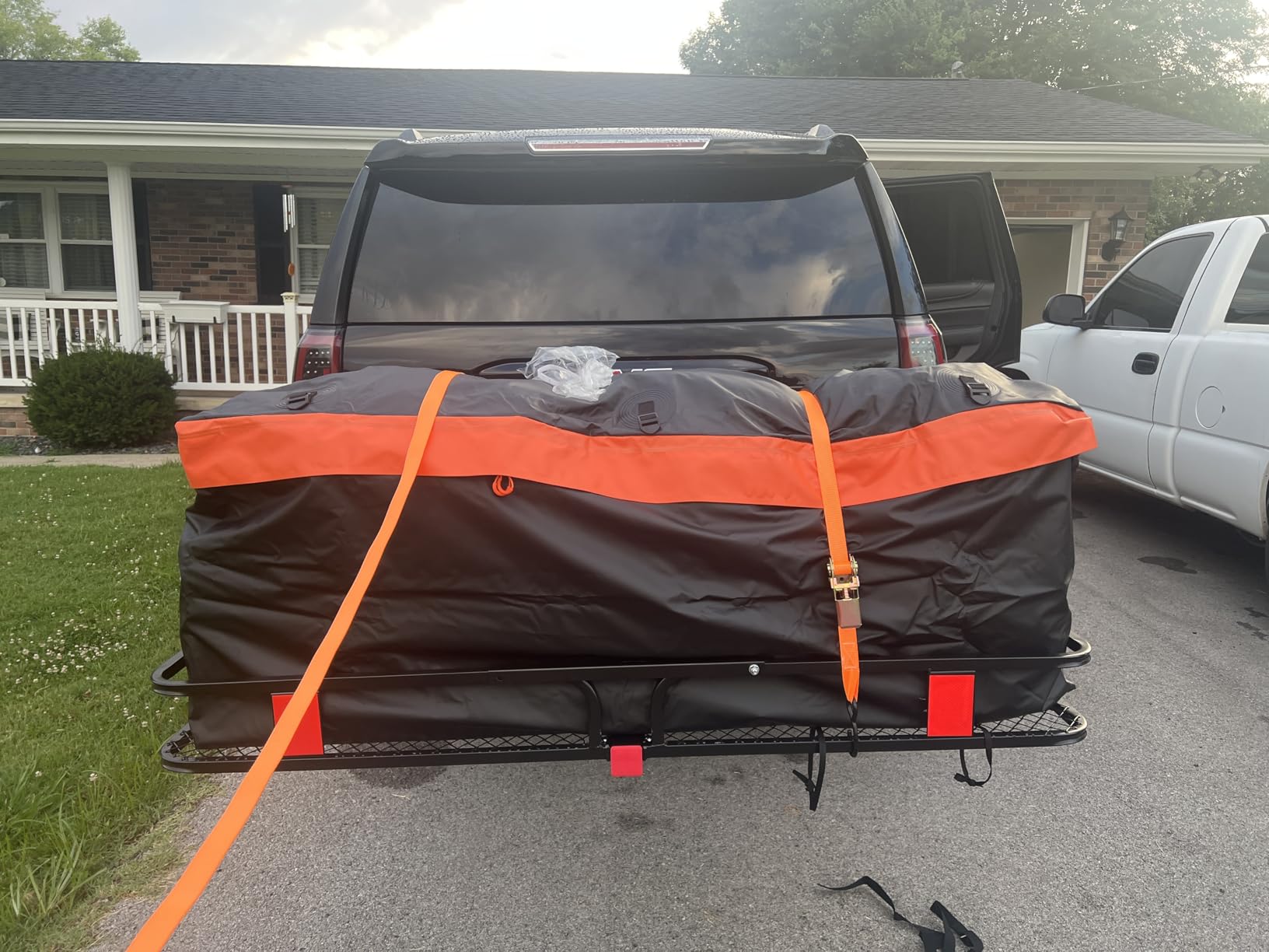 VEVOR 60 x 24 x 6 in Folding Hitch Cargo Carrier 500lbs Capacity | High Strength Steel Luggage Basket with Waterproof Bag, Fits 2