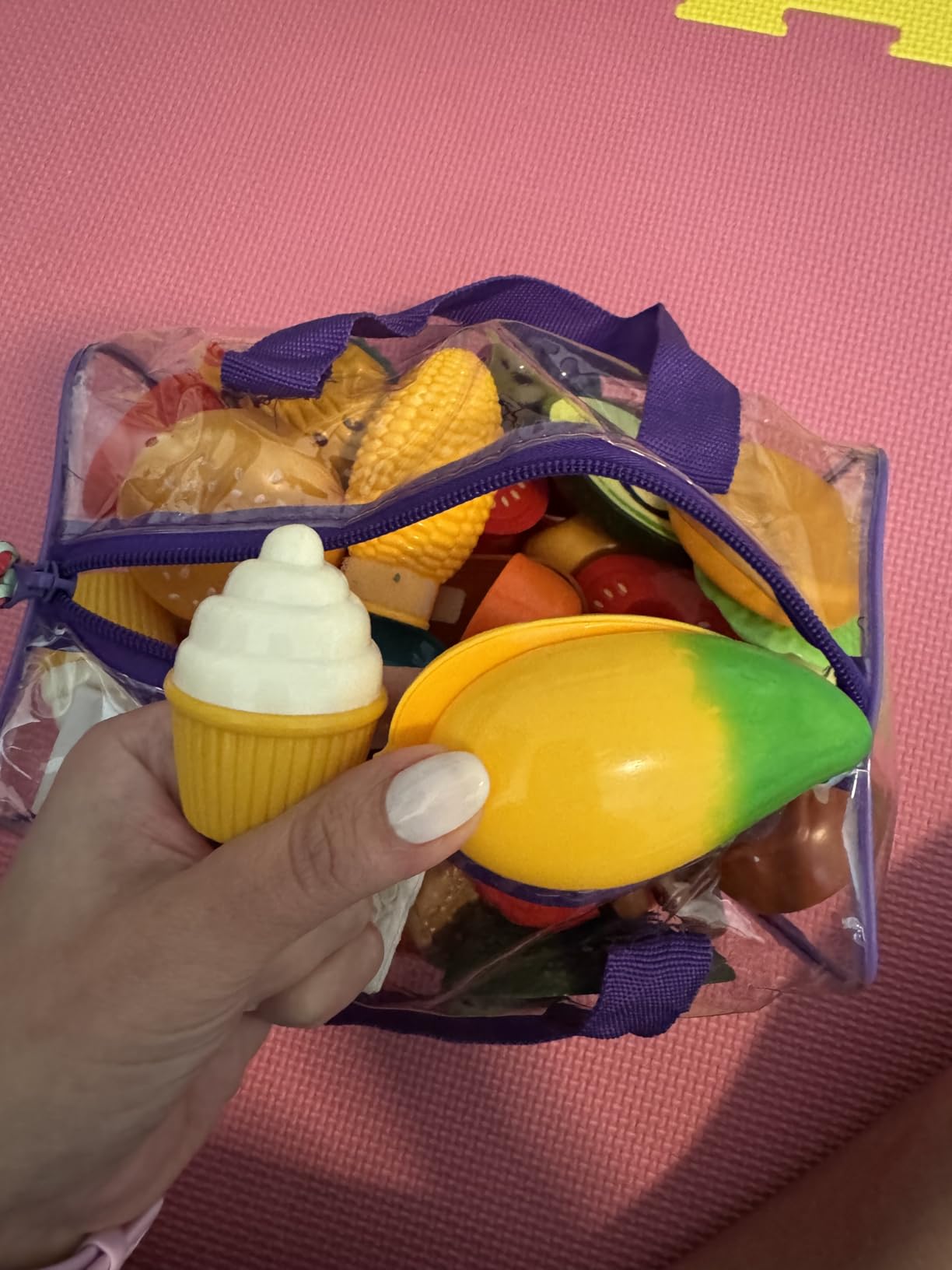 LAUGIGLE Pretend Play Food for Kids Kitchen, 78Pc Cutting Toy Food with Storage Bag | Pretend Play Food for Kids Kitchen-Toys Food with Veggies, Fruits, Play Kitchen Accessories, Boys Girls Gift customer photo 2