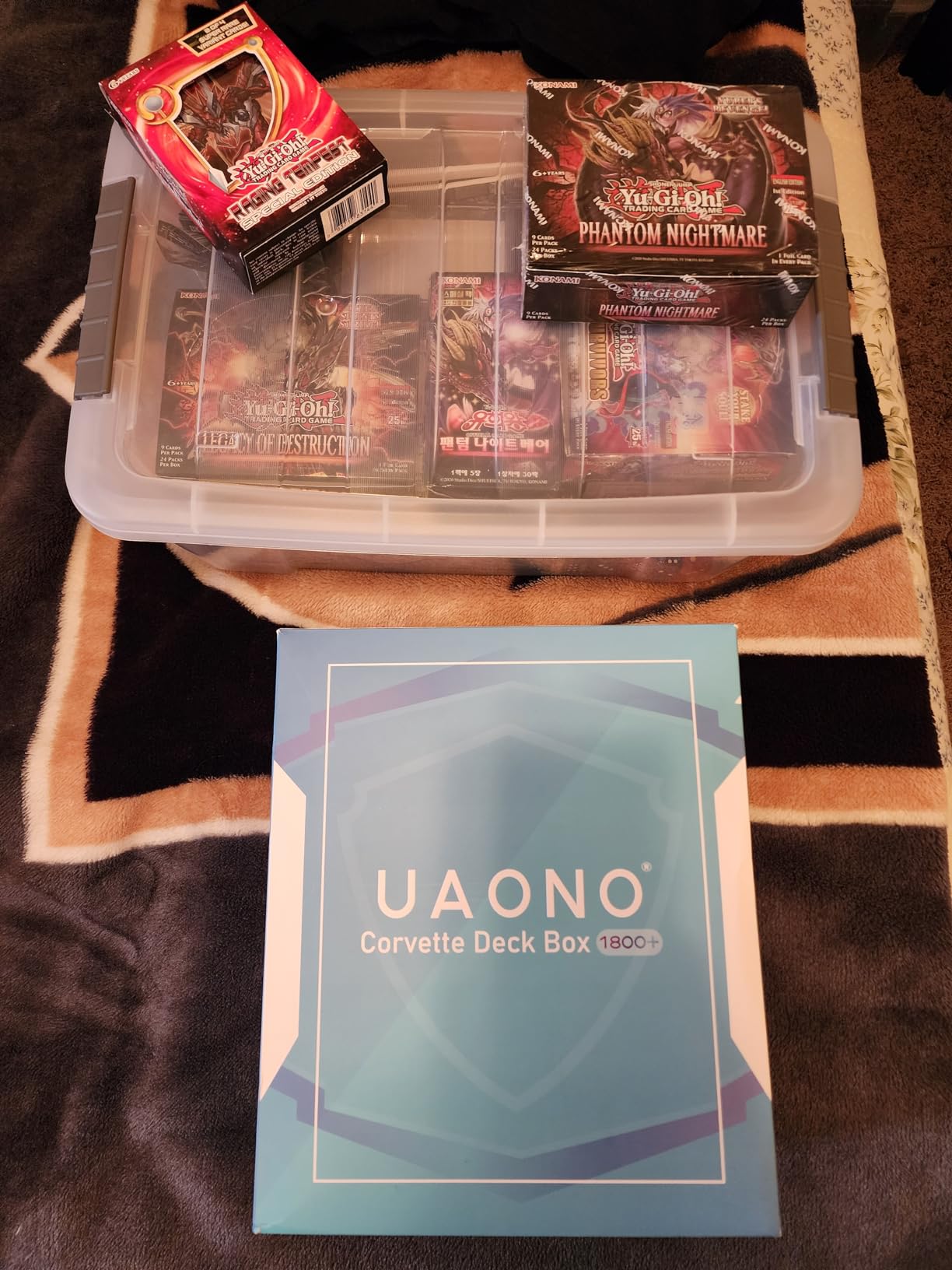 UAONO Trading Card Storage Box for 1800+ Sleeved Cards, Bulk Card Storage | Magnetic Closure PU Leather Card Organizer with 10 Dividers & 3 Stoppers for MTG, PTCG, TCG, Sports Cards (Black) customer photo 1