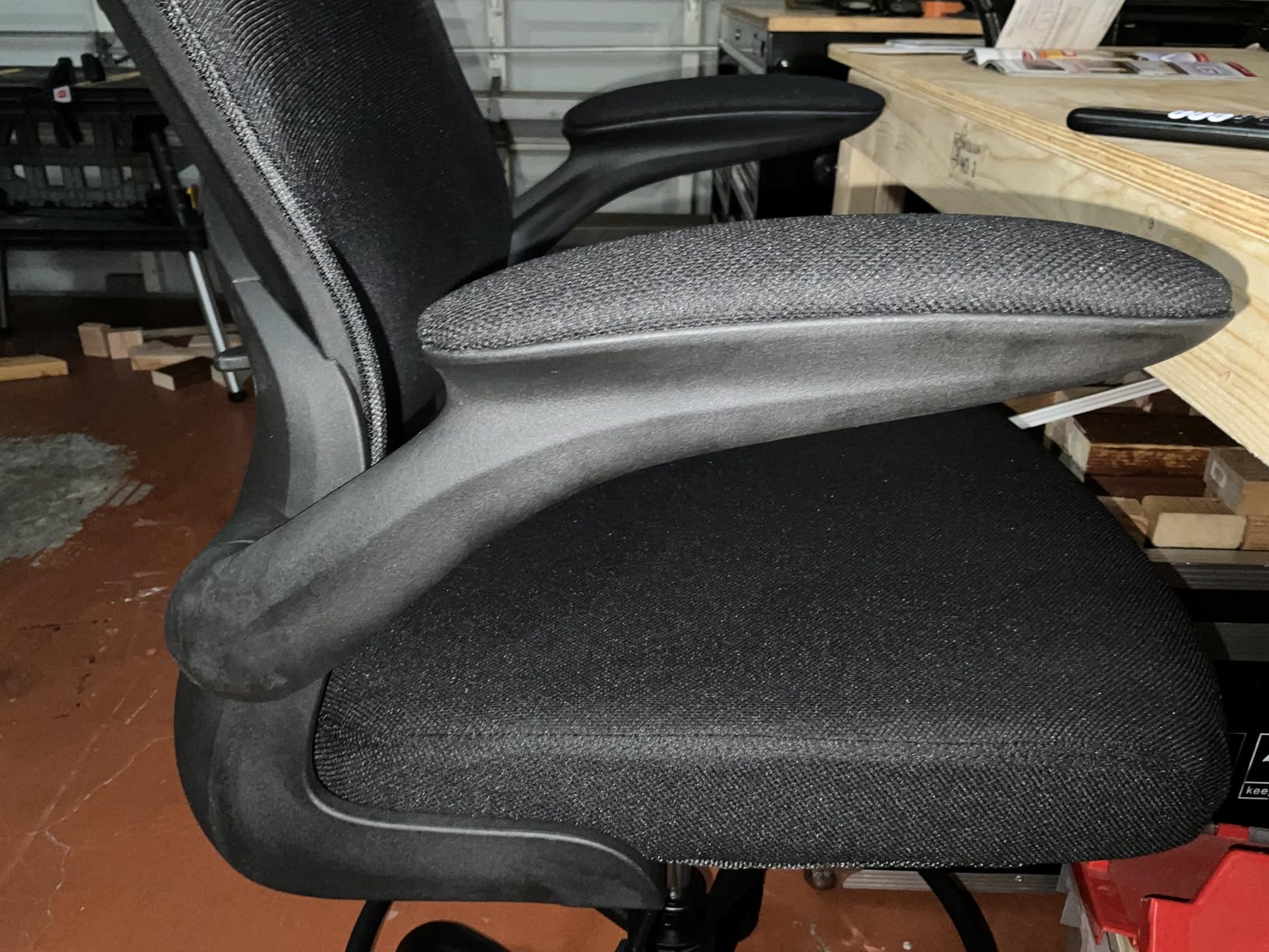 ErGear Drafting Chair with Footrest Ring and Flip-Up Arms for Tall Desks | 8 inch seat height adjustment, lumbar support, 33% thicker seat, breathable mesh, 300 lbs capacity, standing desk use customer photo 2