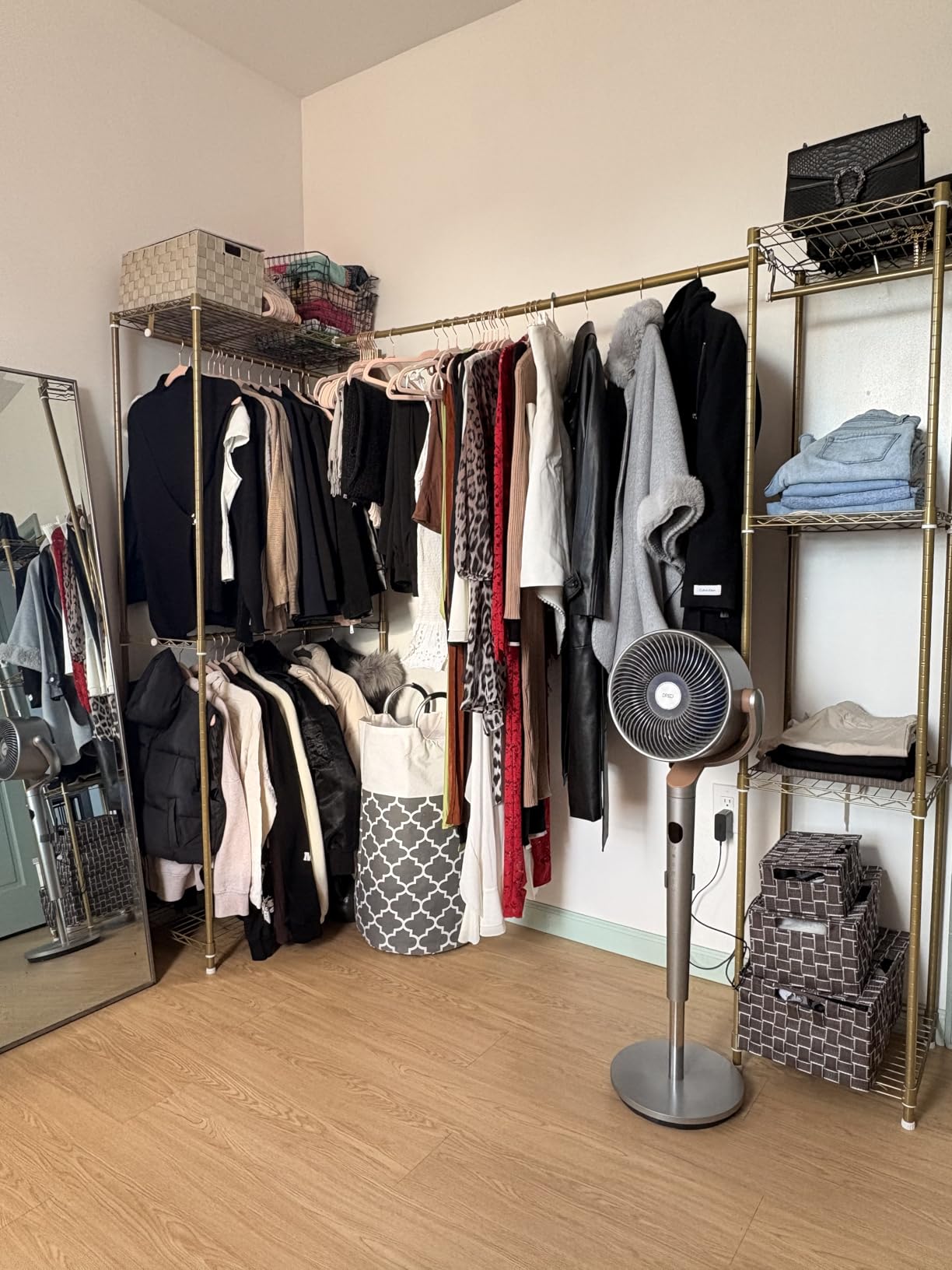 Ulif E10 Clothes Rack (With Stretchable Hanger Rod) Freestanding Clothing Racks for Hanging Clothes, Adjustable Closet Organizer System, Portable Garment Rack 73-97