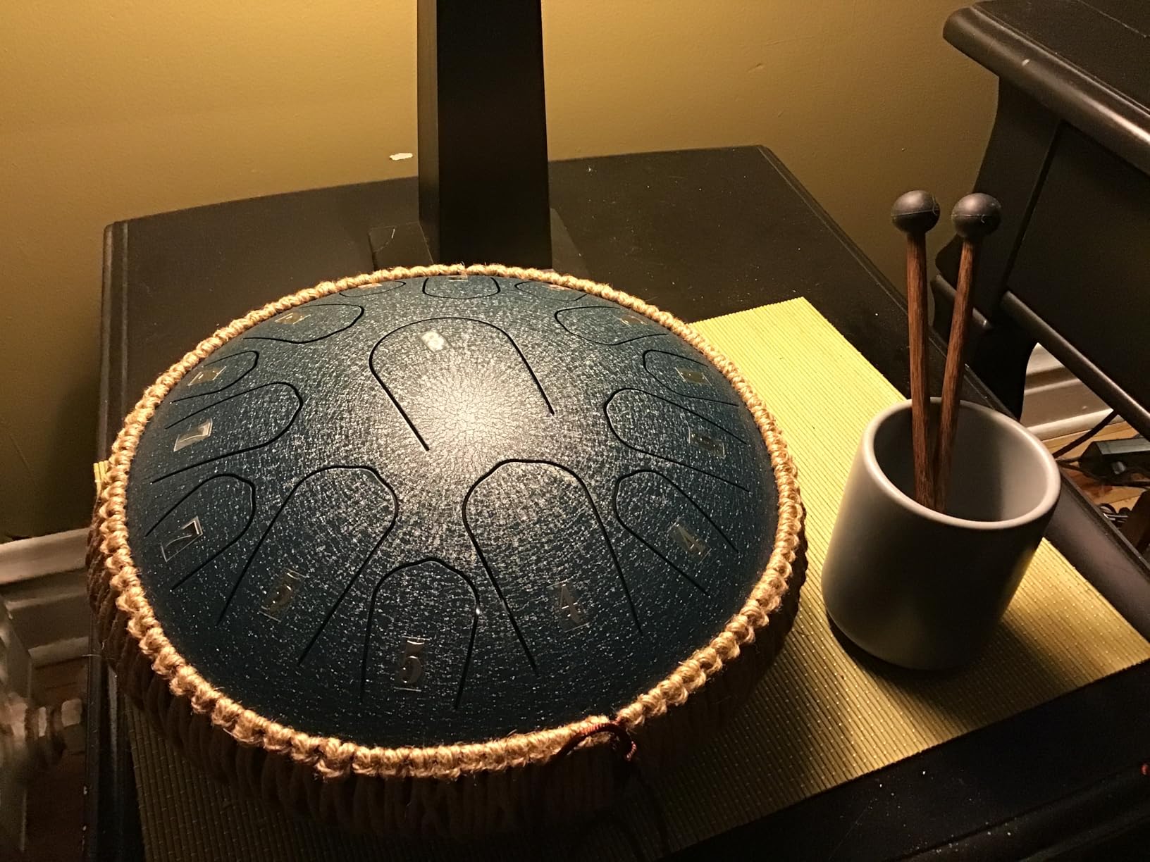 HOPWELL Steel Tongue Drum - 13 Inches 15 Notes Tongue Drum - Hand Pan Drum with Music Book, Handpan Drums Mallets and Carry Bag, D Major (Navy Blue) customer photo 1