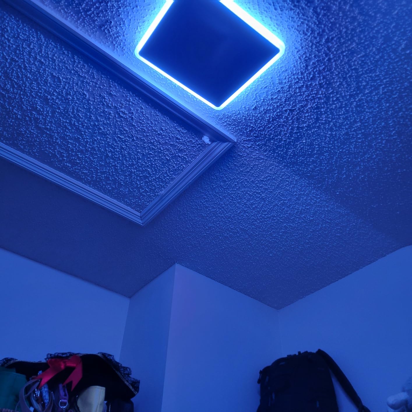 Annaror Smart LED Ceiling Light WiFi, 13in RGB Flush Mount Lighting Fixture with Remote, Compatible with Alexa Google Home, Low Profile Ceiling Light for Bedroom, Kitchen, Square White customer photo 1