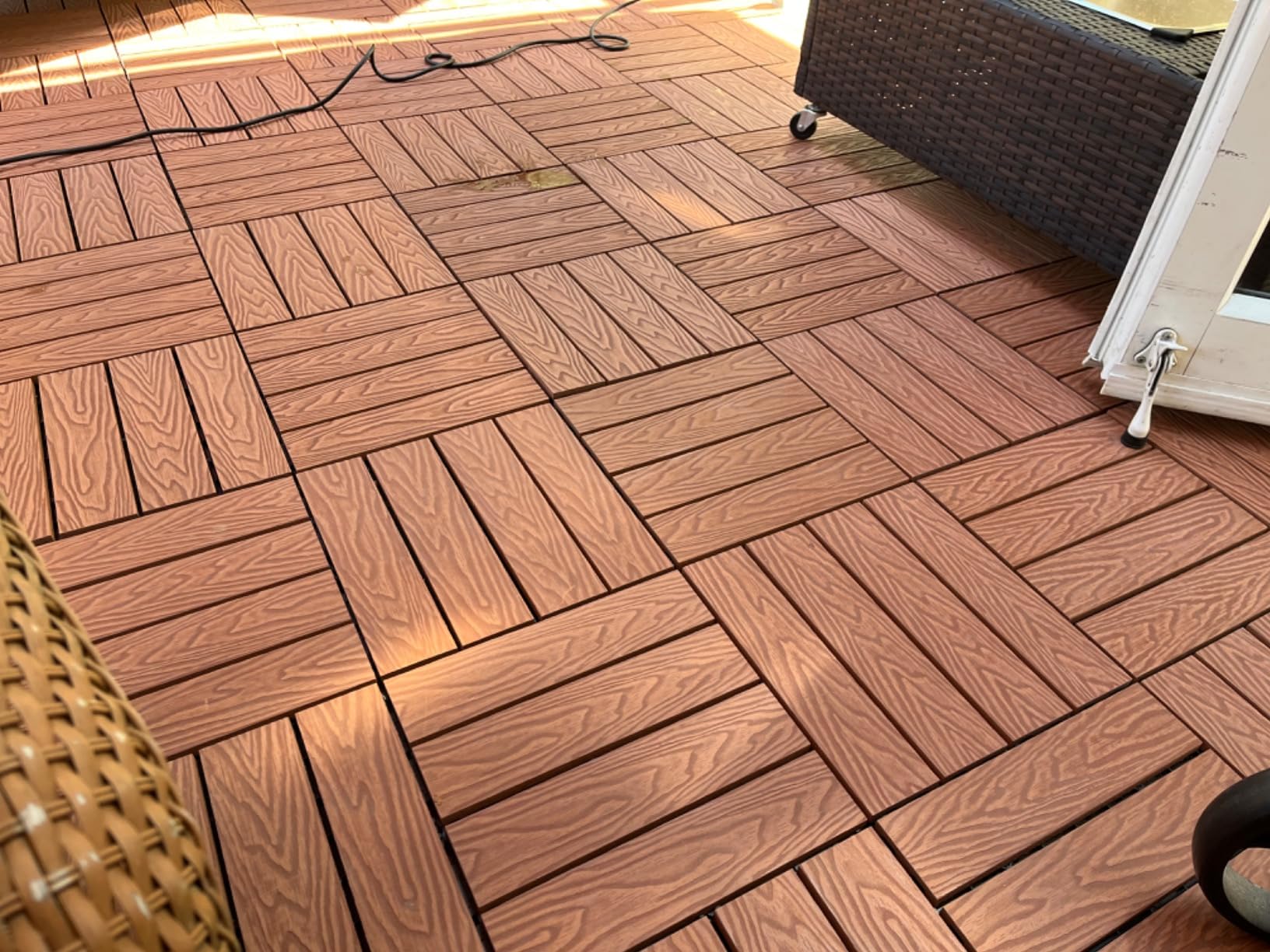 IDZO Wood Plastic Composite Deck Tiles Set of 10, Sustainable FSC Composite Decking Resist Rust, Water, Weather, Easy to DIY & Maintain, Ideal for Patios, Balconies, Rooftops, Decks - Grey customer photo 1