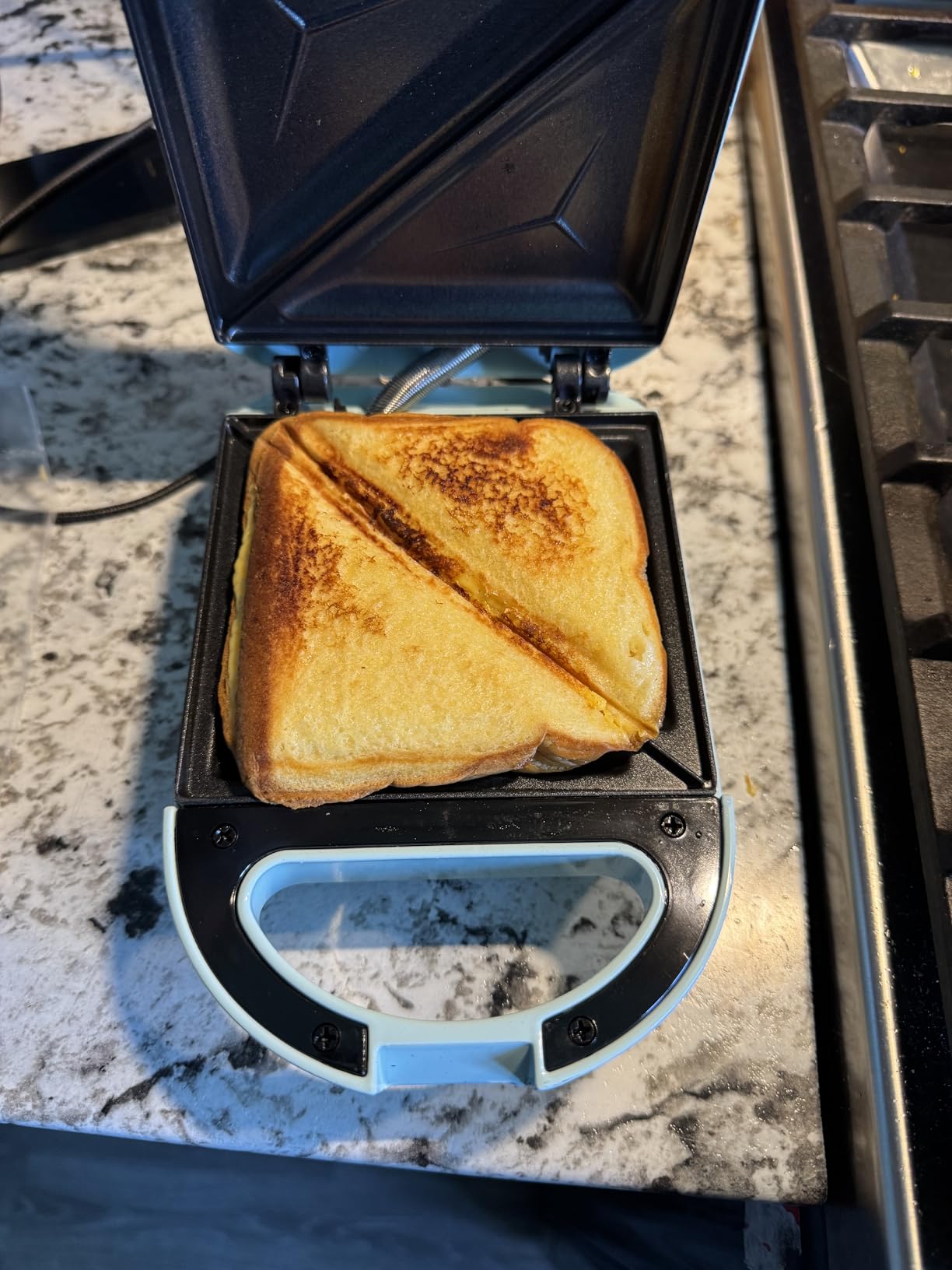 Tasty Mini Sandwich Maker, Makes Sandwiches, Paninis, Grilled Cheese, Desserts, Quick Results, Easy Cleanup, 600W, Aqua customer photo 1
