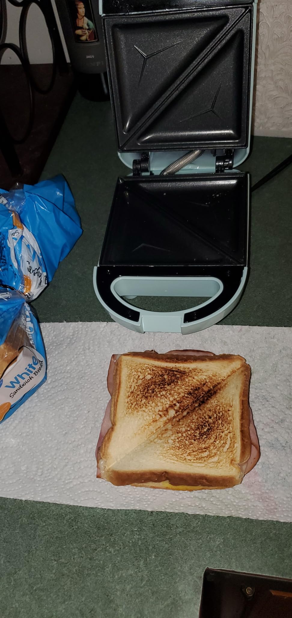 Tasty Mini Sandwich Maker, Makes Sandwiches, Paninis, Grilled Cheese, Desserts, Quick Results, Easy Cleanup, 600W, Aqua customer photo 2