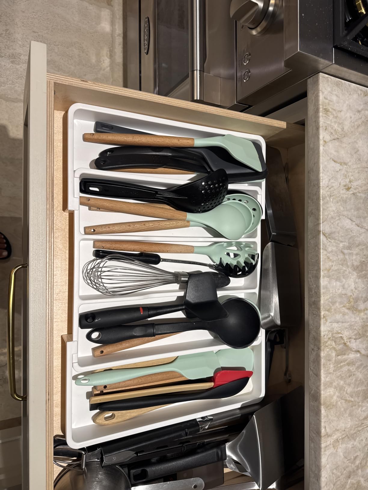 Lifewit Utensil Organizer for Kitchen Drawers, Expandable Utensil Tray | Adjustable Cooking Cutlery Silverware Flatware Holder, Plastic Spatula Tools Storage Divider, 13-22 x 15