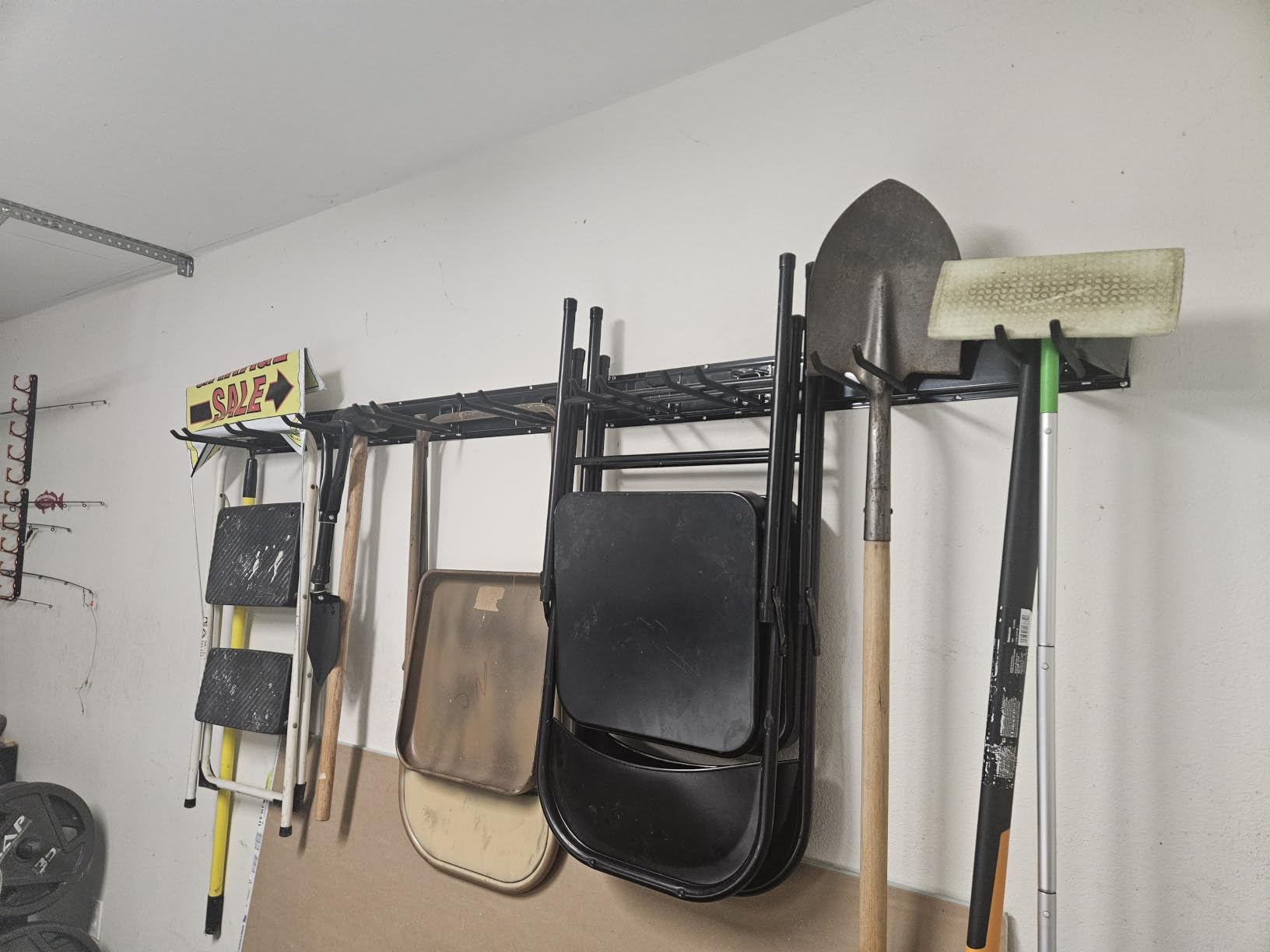 TIDYME Garage Tool Organizer Wall Mount - 48 inches - Sturdy Storage Rack with Adjustable Hooks, Anti-Rust - Easy Installation, 300lbs Capacity - Garden Tool Organizer (03 Racks & 06 Hooks) customer photo 1