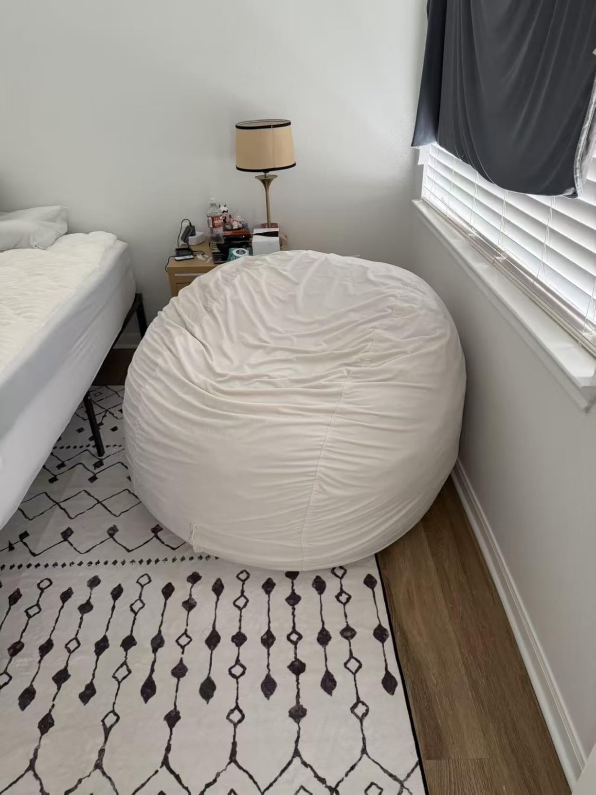 Codi 4 FT Bean Bag Chairs for Adults, Large Beanbag with Filler, Grey | Premium foam filling, Machine washable cover, Built-in zipper, Reinforced seams, Comfortable seating for gaming & reading customer photo 1
