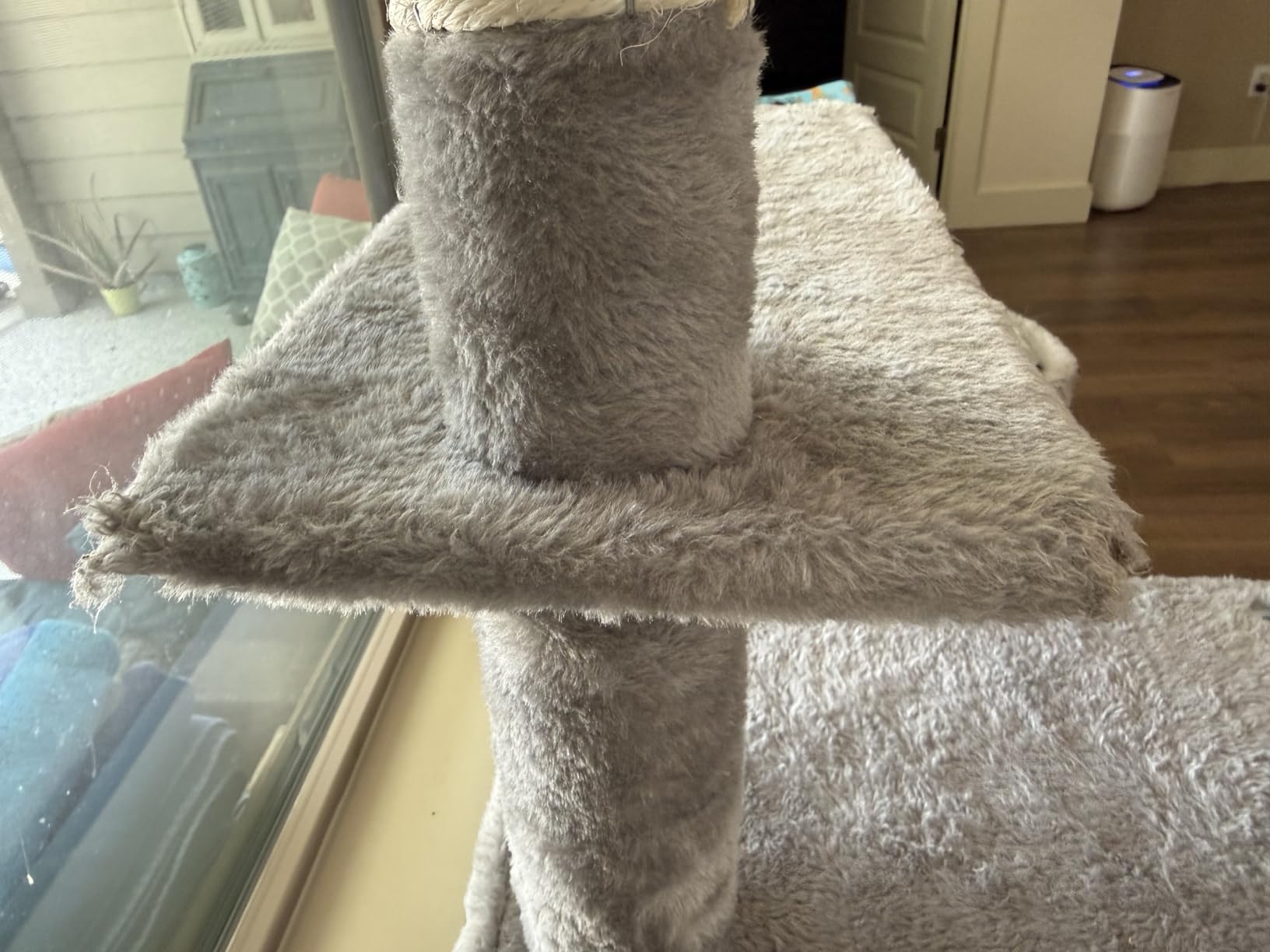 Hey-brother Cat Tree, Multi-Level Sisal Covered Scratching Posts, MPJ050W | 60.6 Inches Tower with Condo, Large Hammock, Top Perch, Toy Ball for Indoor Multi-Cats Households, Light Gray customer photo 1